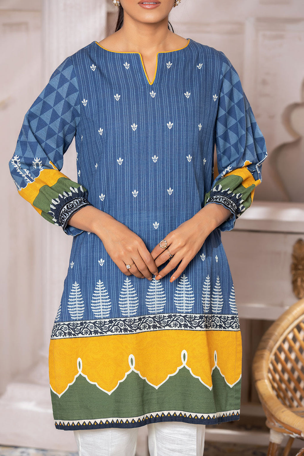 DC-0408 BLUE DIGITAL PRINTED KURTA