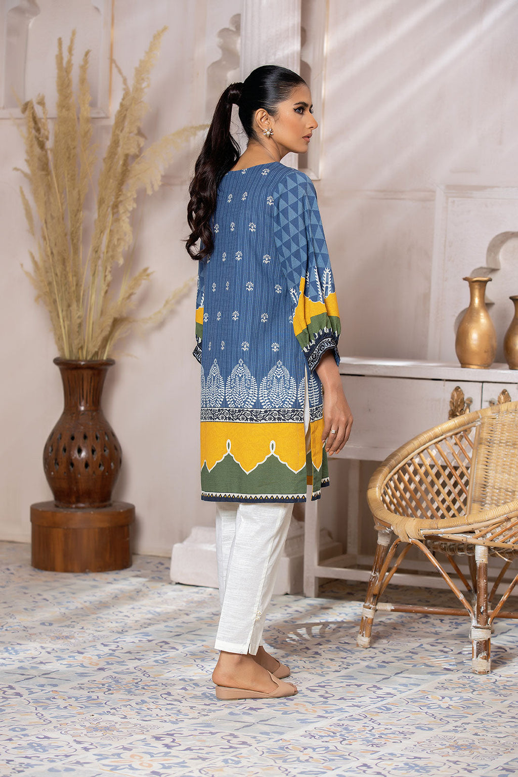 DC-0408 BLUE DIGITAL PRINTED KURTA