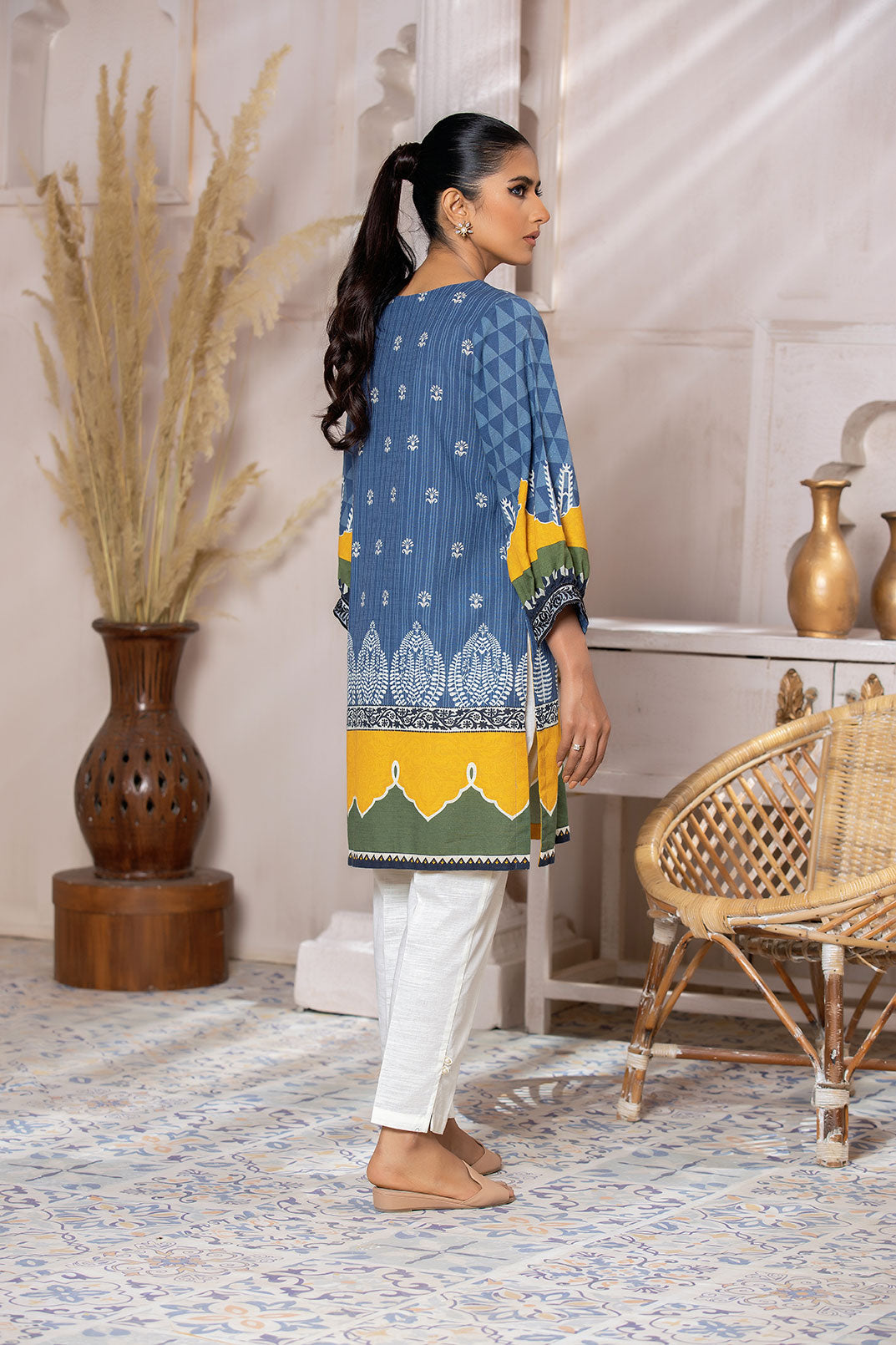 DC-0408 BLUE DIGITAL PRINTED KURTA