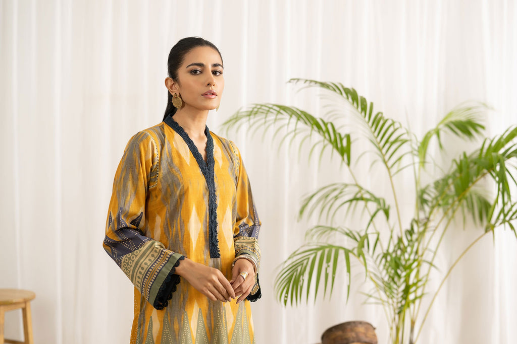 DC-0434 YELLOW EMBROIDERED KURTA