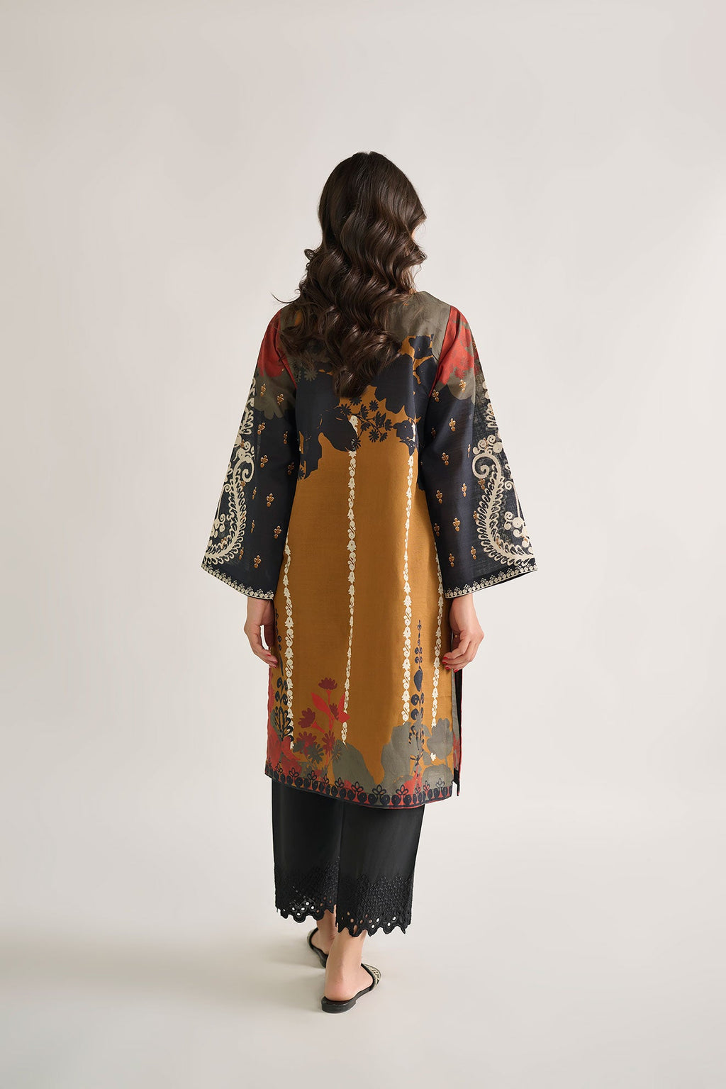 DC-0447 MUSTARD EMBROIDERED KURTA