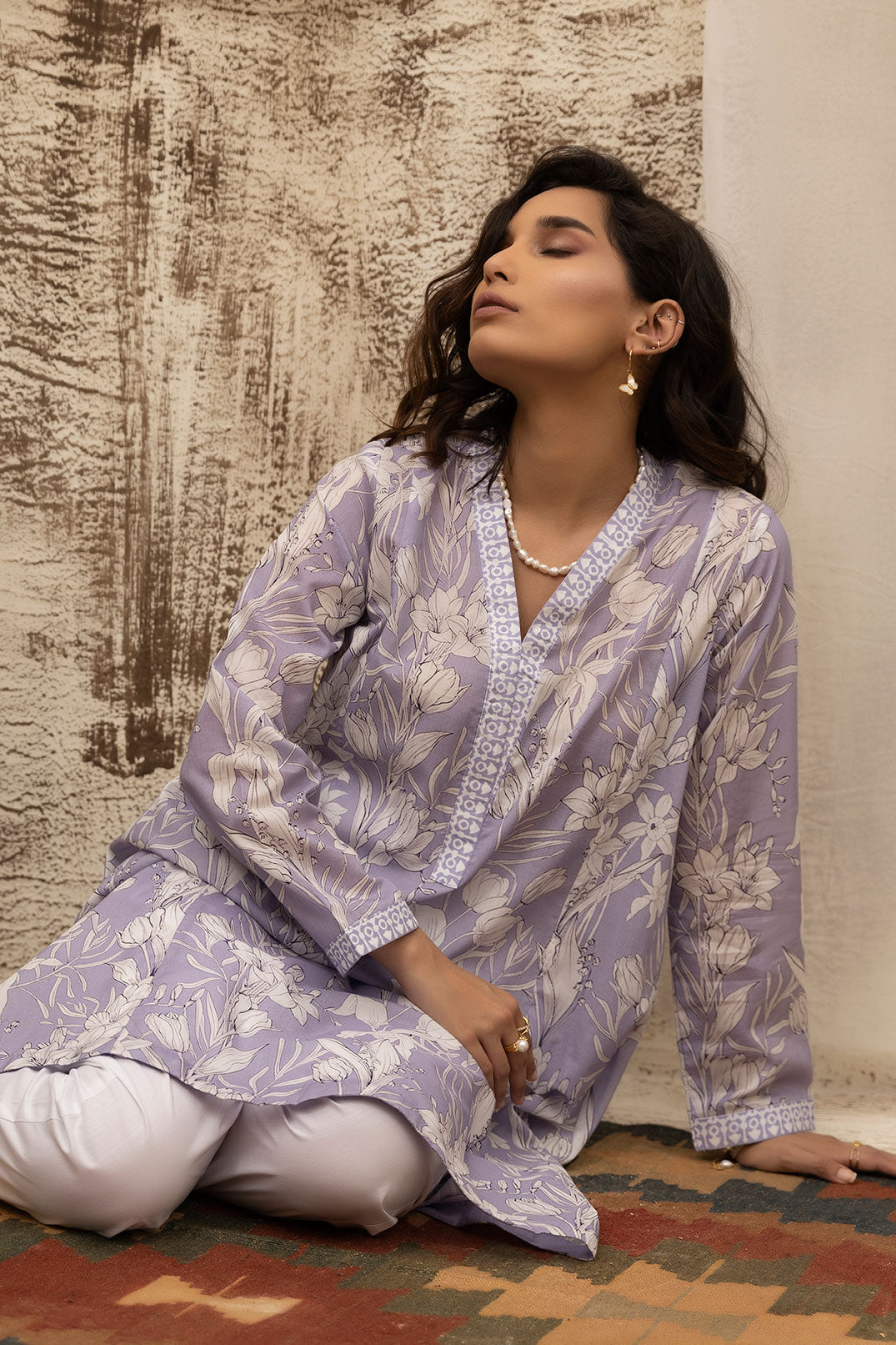 DC-0476 PURPLE DIGITAL PRINTED KURTA