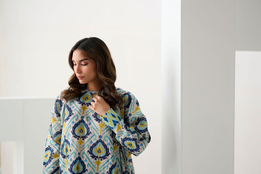 DC-0553 BLUE DIGITAL PRINTED KURTA