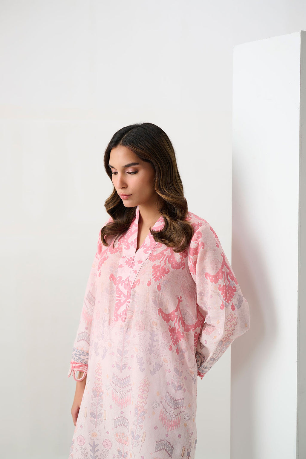 DC-0556 PINK DIGITAL PRINTED KURTA