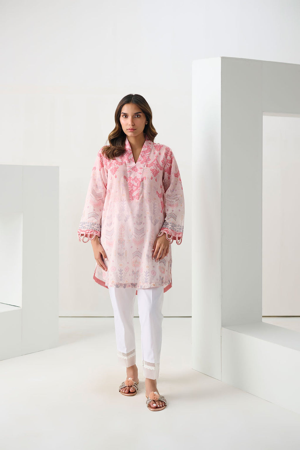 DC-0556 PINK DIGITAL PRINTED KURTA