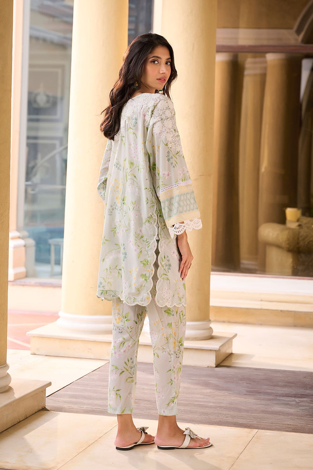 DC-2231 LIGHT GREEN PREMIUM COTTON 2PCS KURTA WITH TROUSER