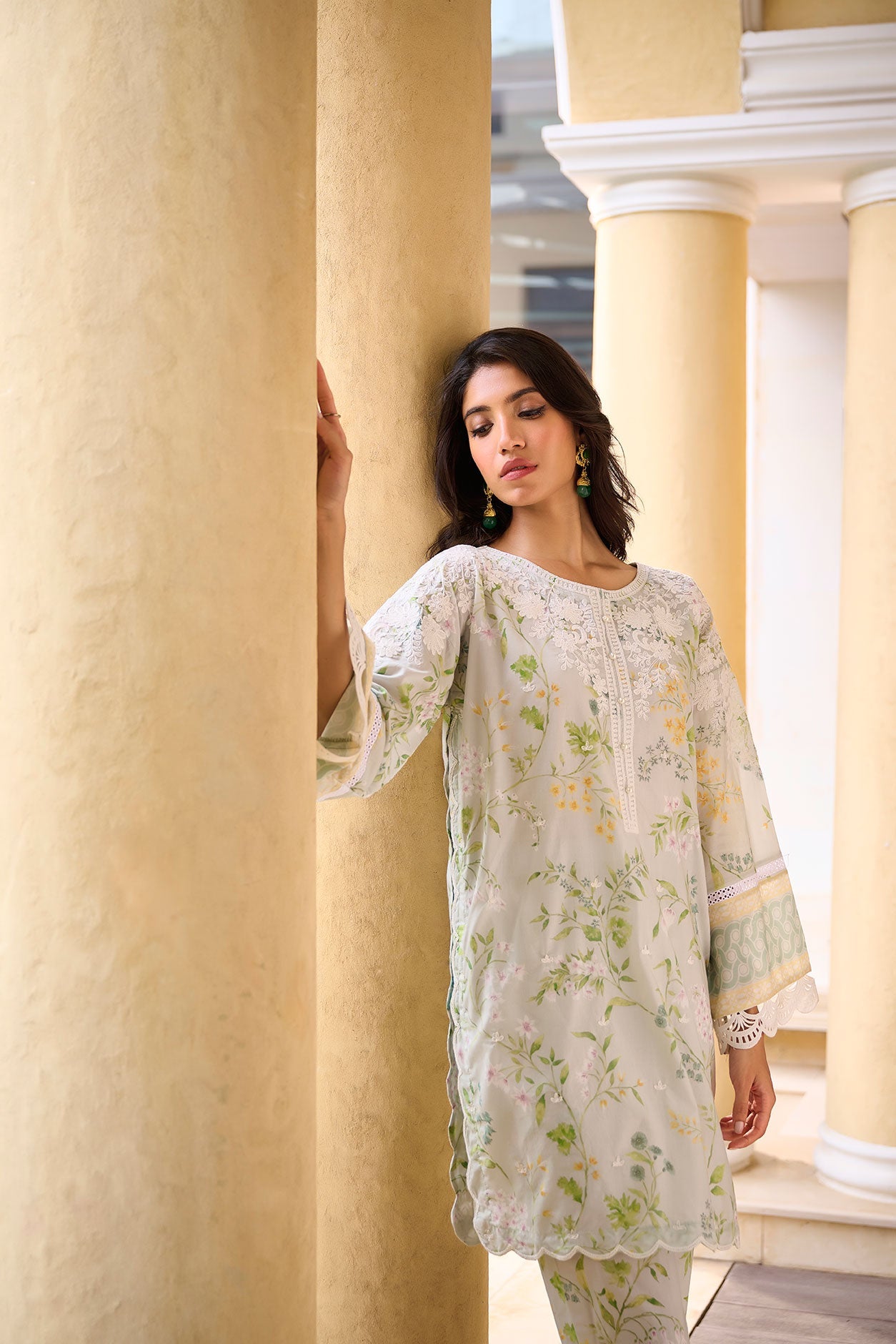 DC-2231 LIGHT GREEN PREMIUM COTTON 2PCS KURTA WITH TROUSER
