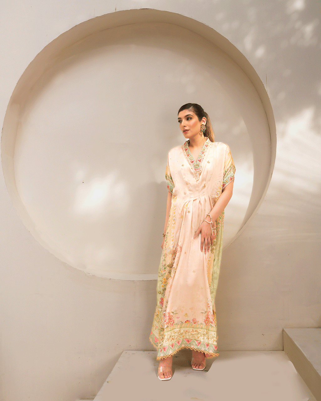 DC-2244 OFF-WHITE HAND EMBELLISHED KAFTAN