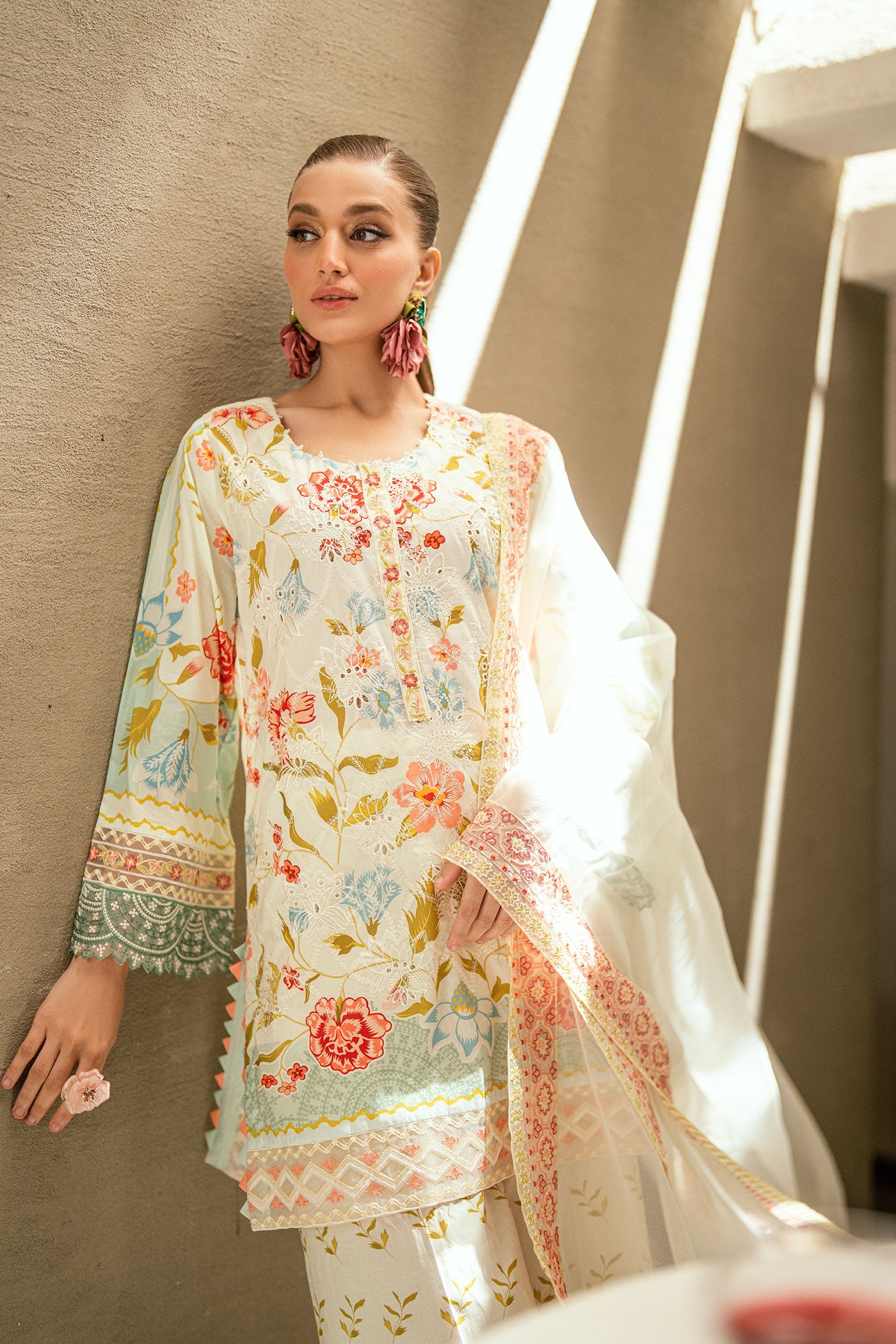 SS25DD-2536  OFF WHITE DUPATTA