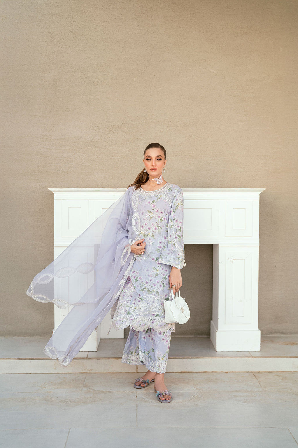 SS25DD-2543  LIGHT PURPLE DUPATTA