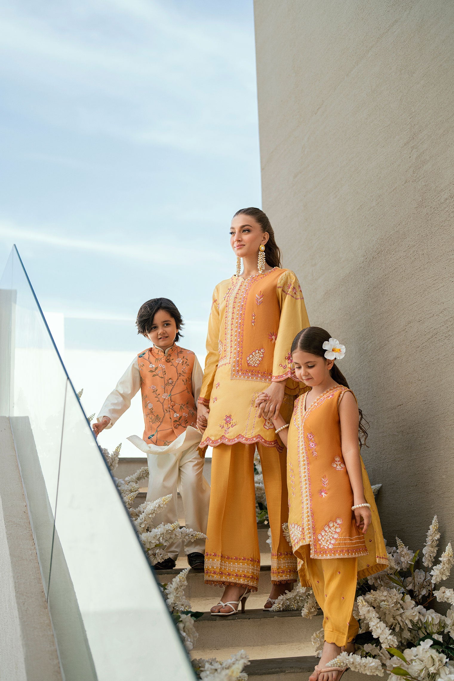 SS25DK-0190 - OFF WHITE  - KURTA ,PAJAMA & WAIST COAT - 3PCS