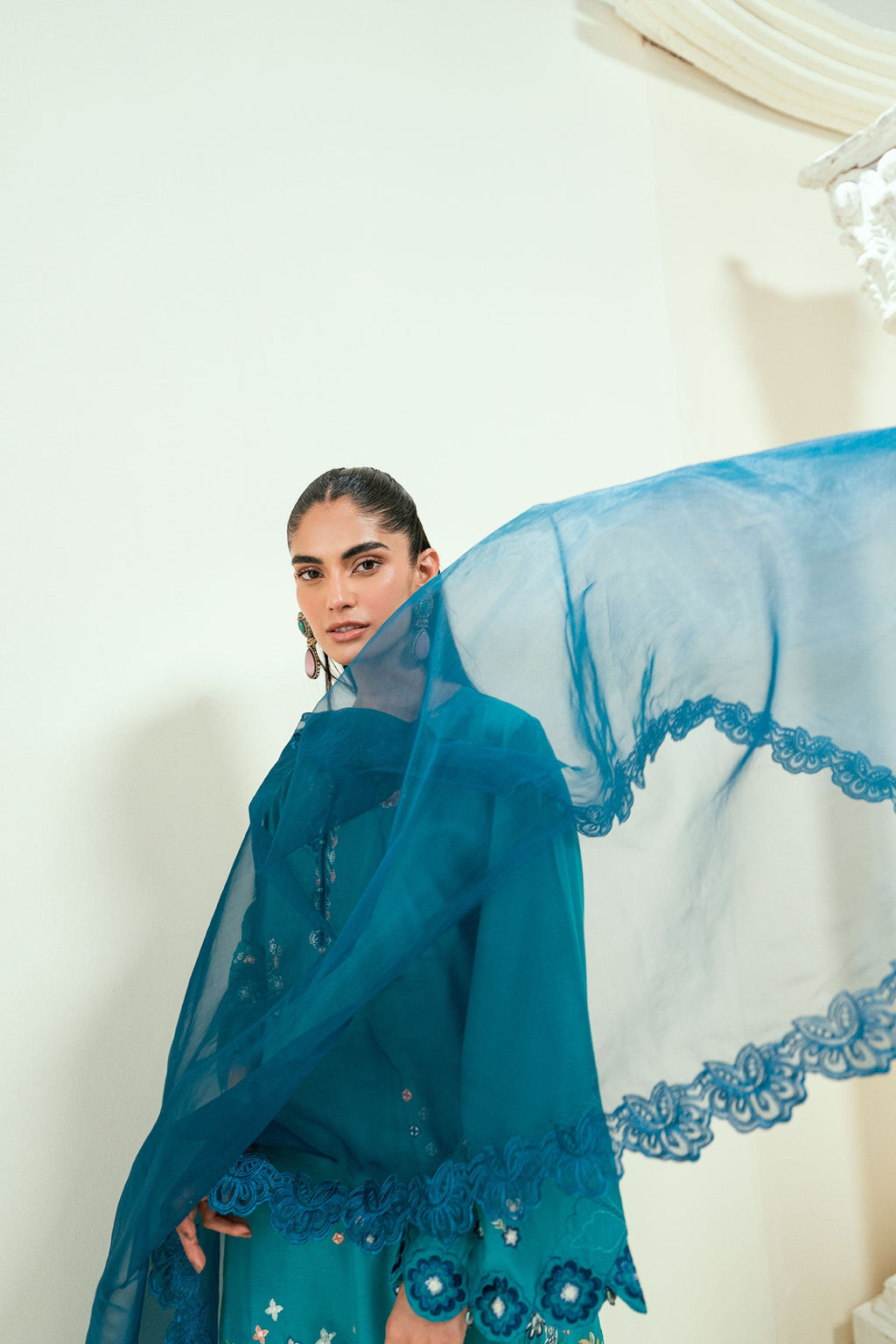 SS25DD-2699  TURQUOISE BLUE DUPATTA