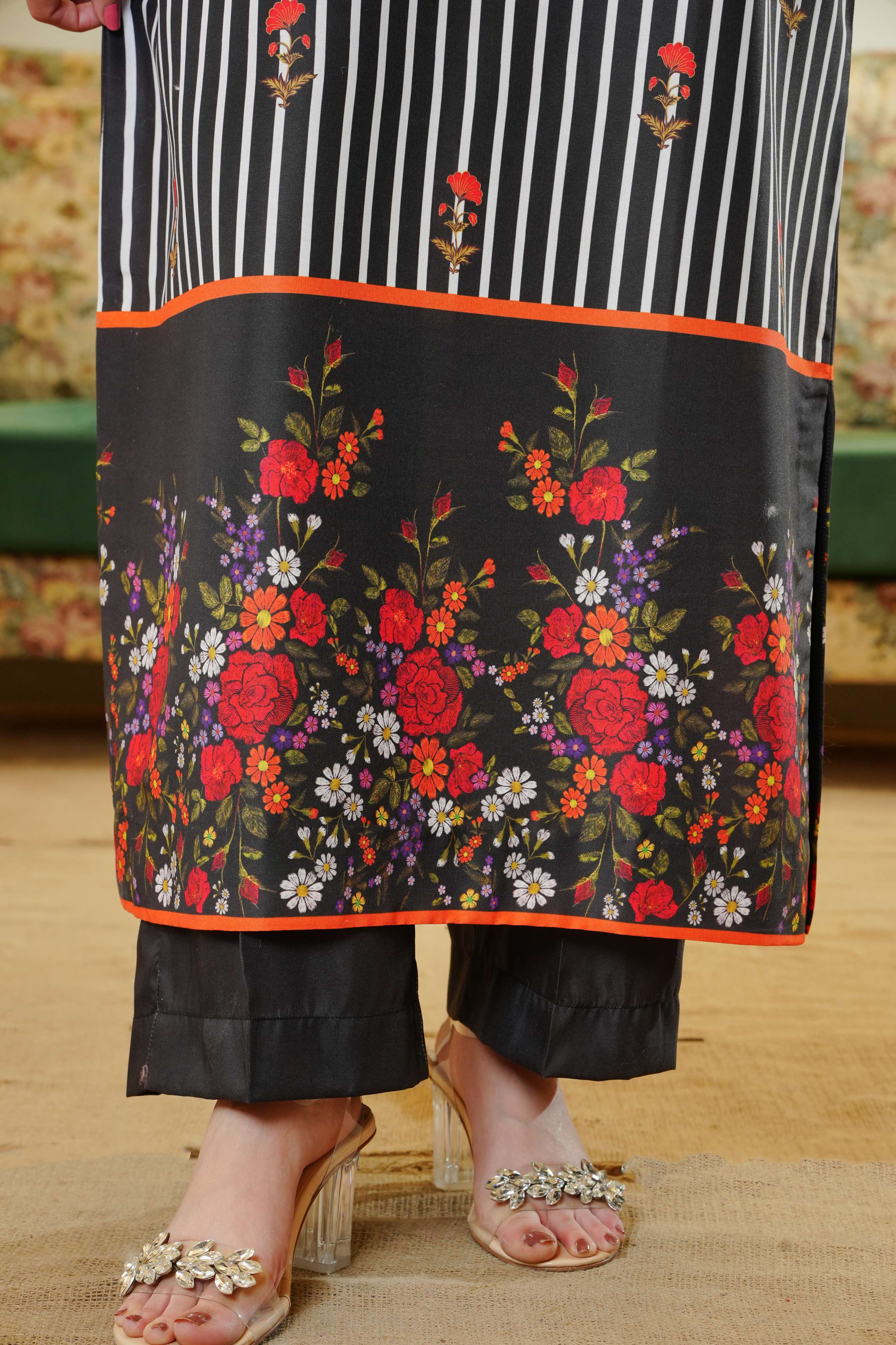 Striped Floral - Premium Poly Lawn