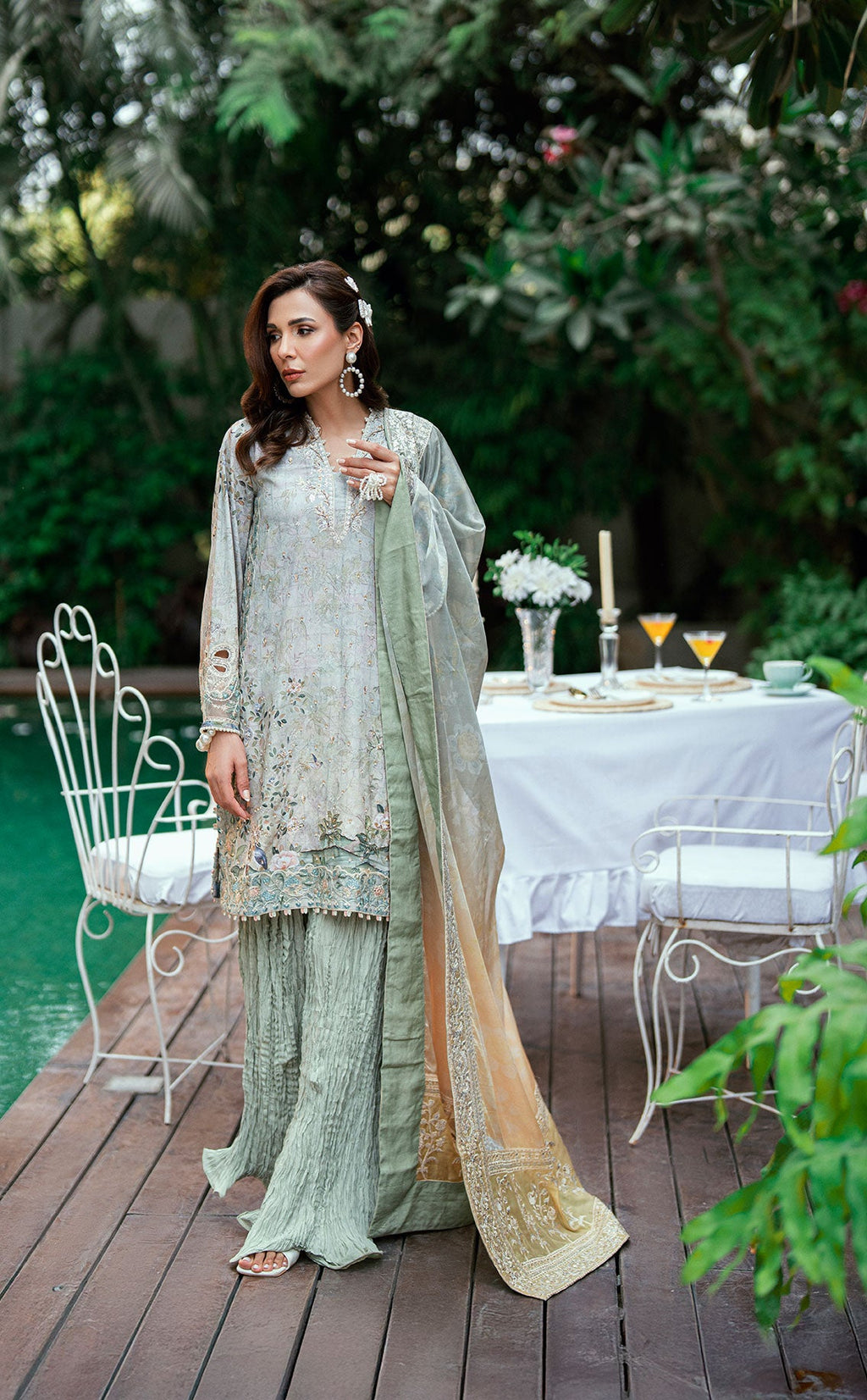SS25DD-2758  GREEN DUPATTA