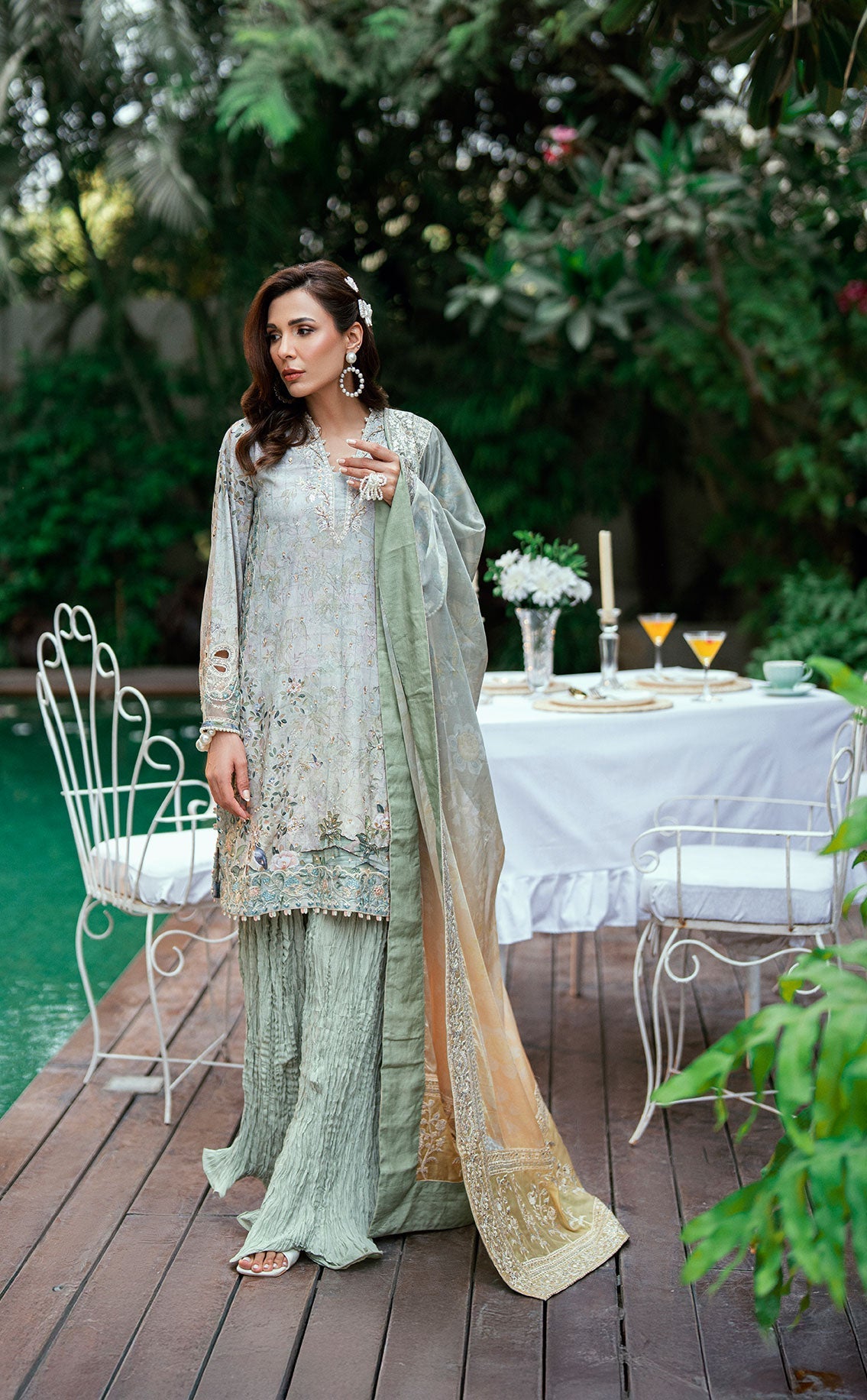SS25DD-2758  GREEN DUPATTA