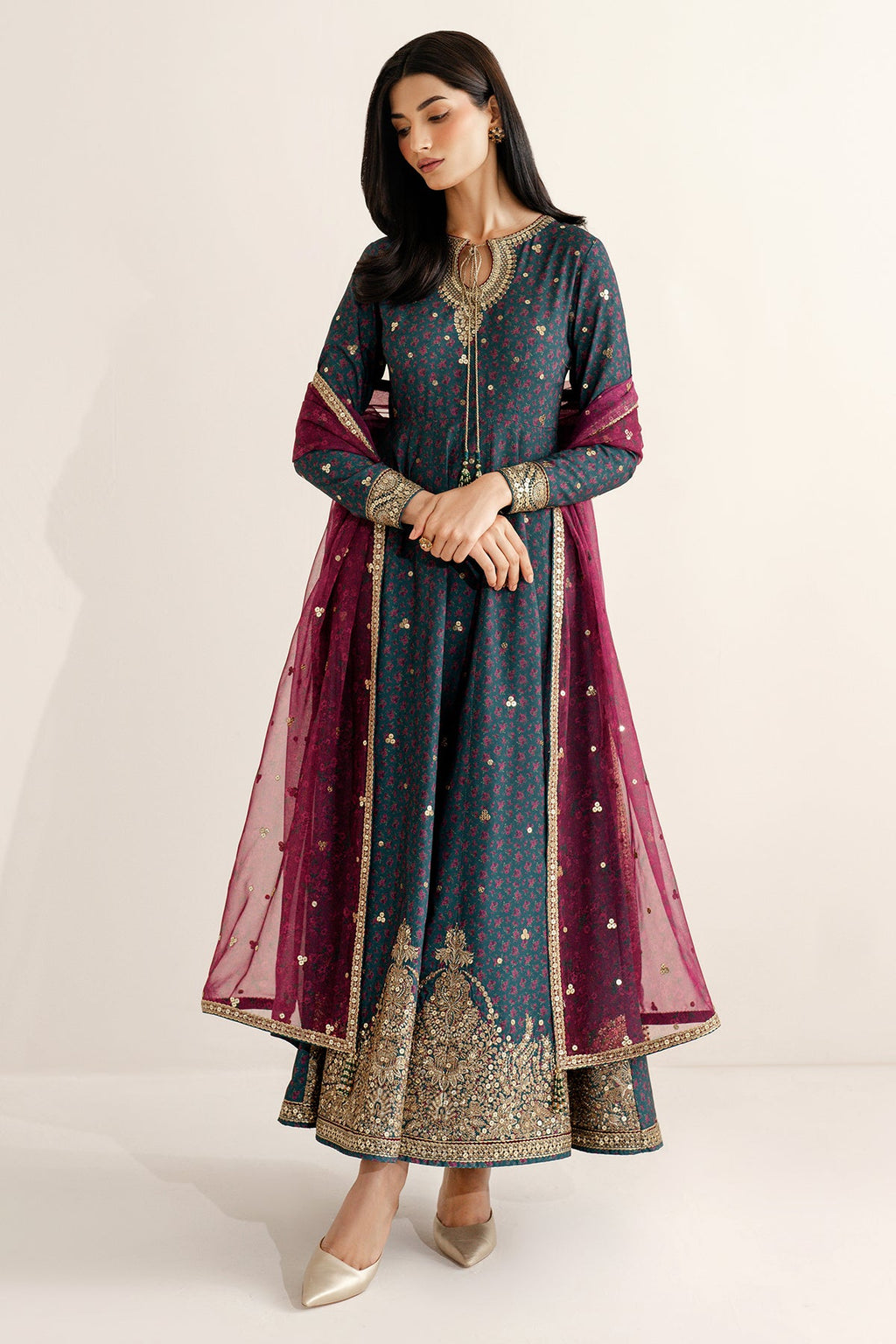 Embroidered Raw Silk UR-7058