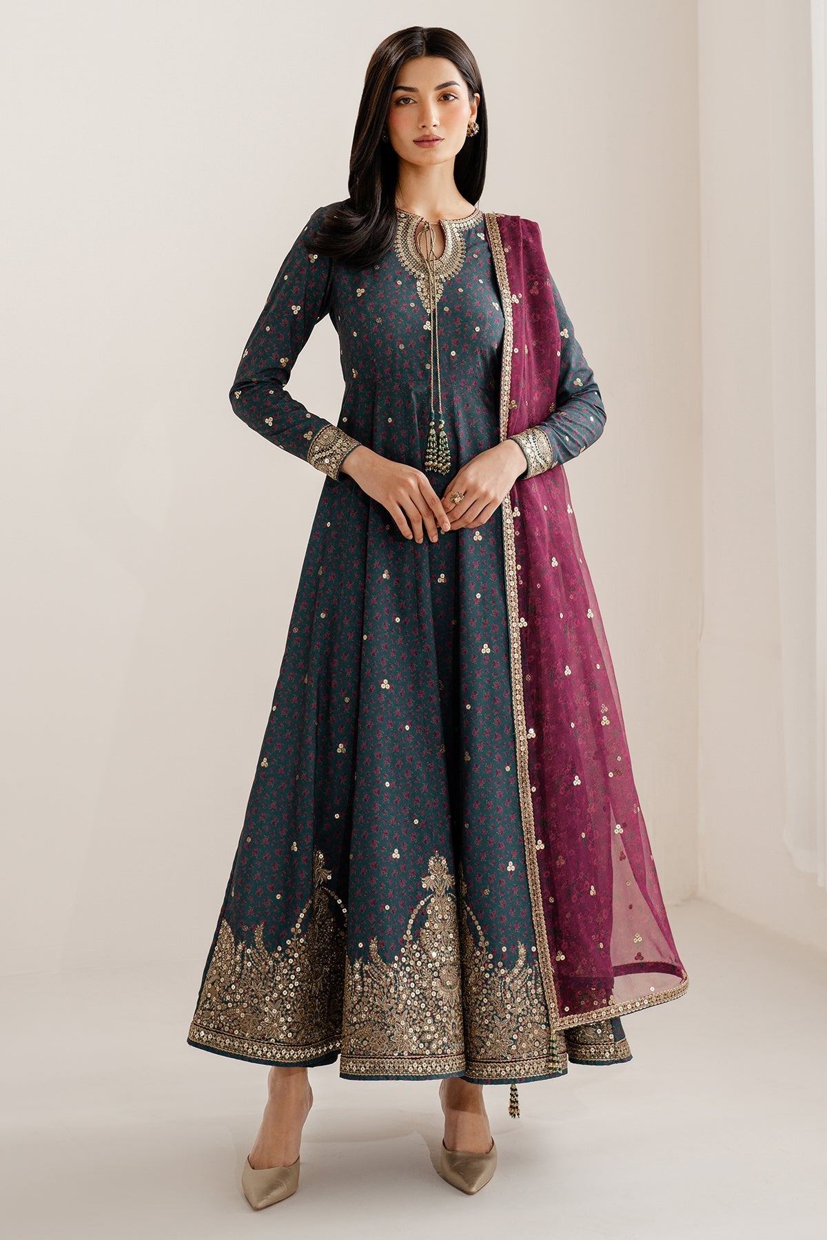 Embroidered Raw Silk UR-7058