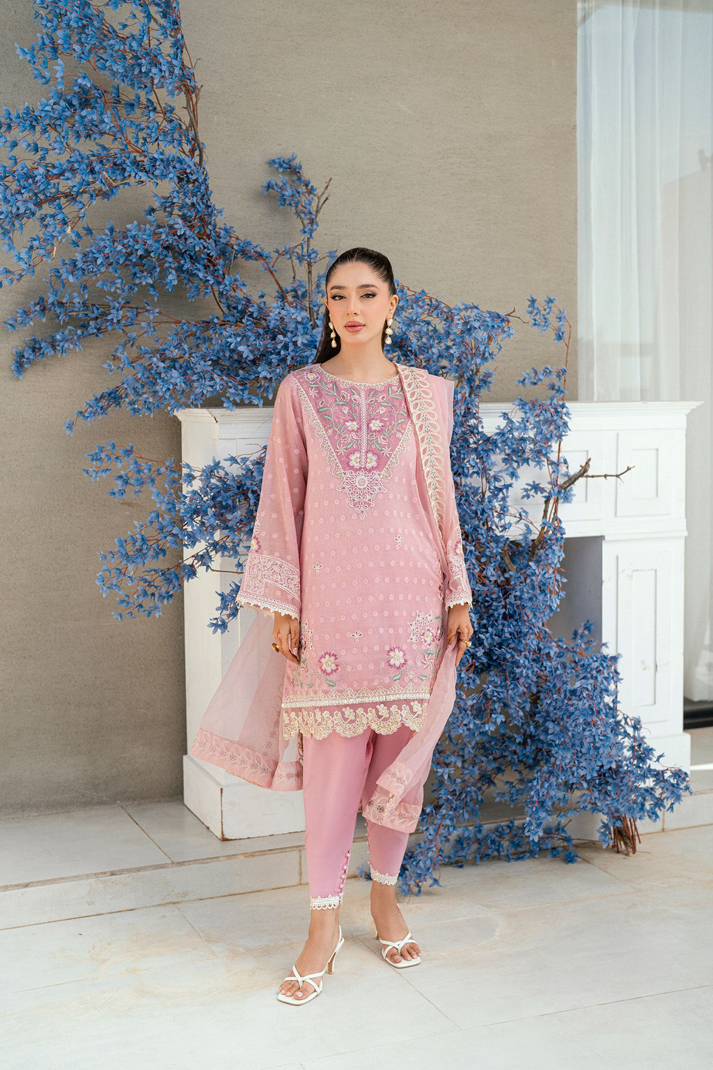 SS25DD-2702  PINK DUPATTA