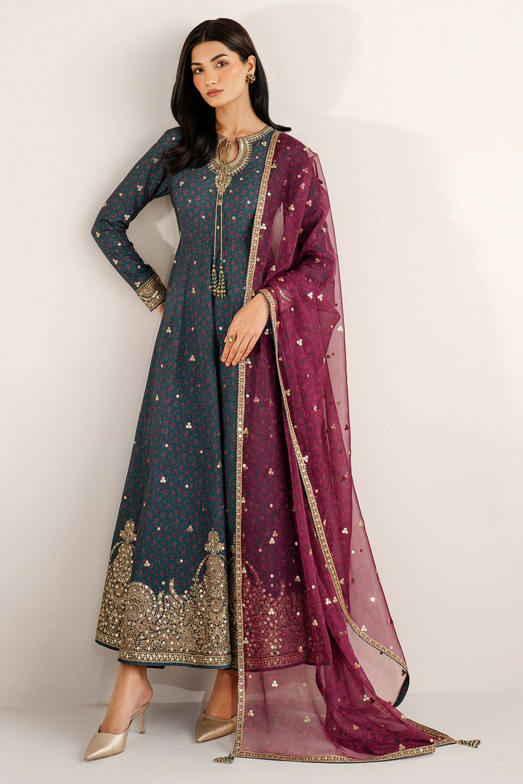 Embroidered Raw Silk UR-7058