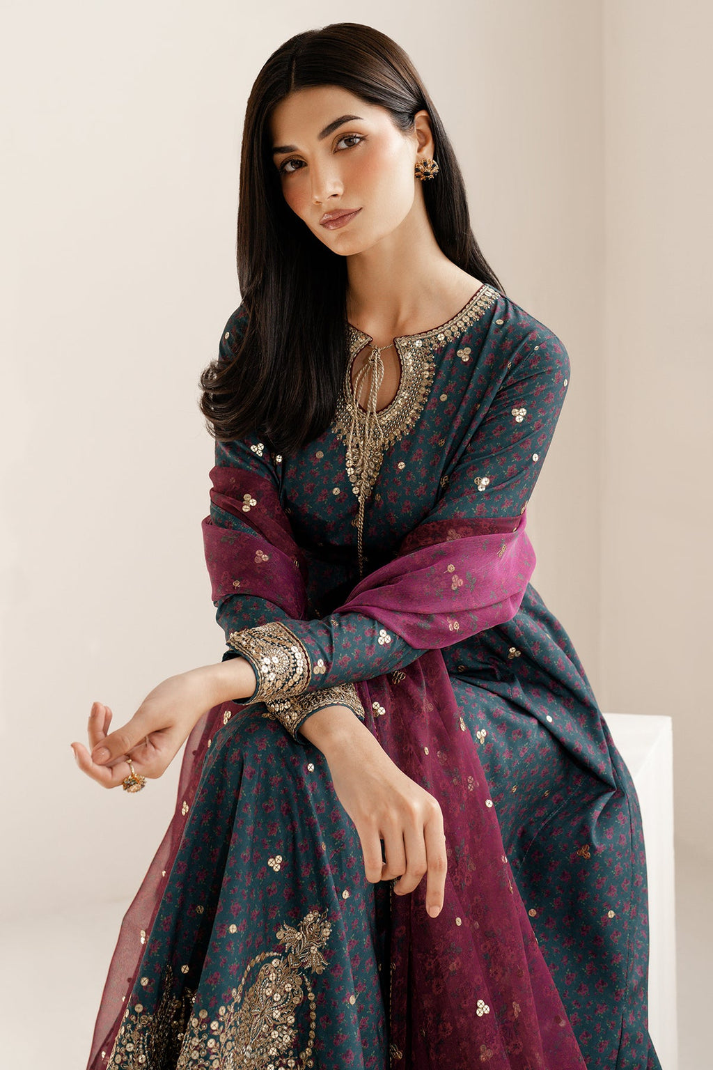 Embroidered Raw Silk UR-7058