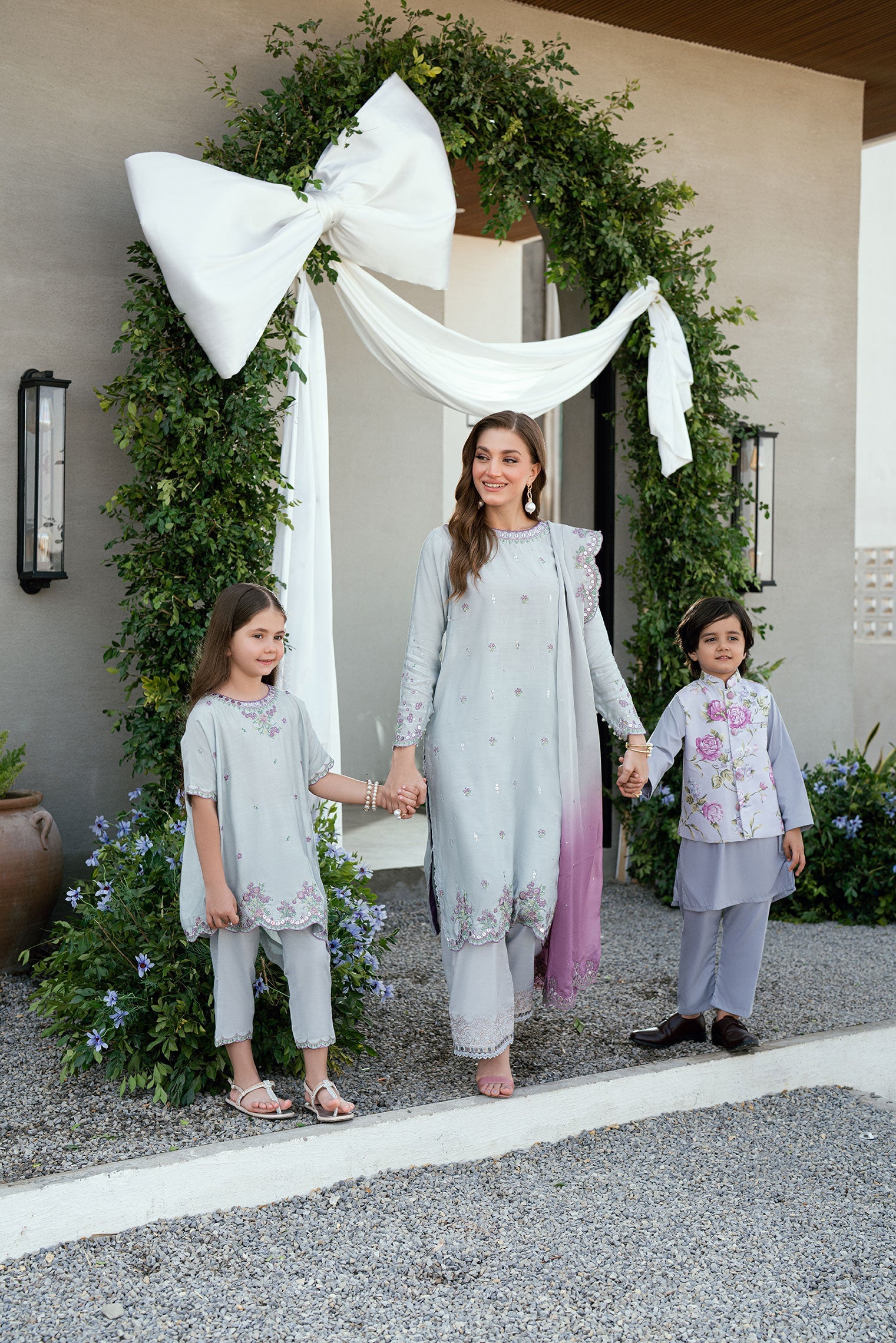 SS25DK-0189 - LIGHT GREY -  KURTA ,PAJAMA & WAIST COAT - 3PCS