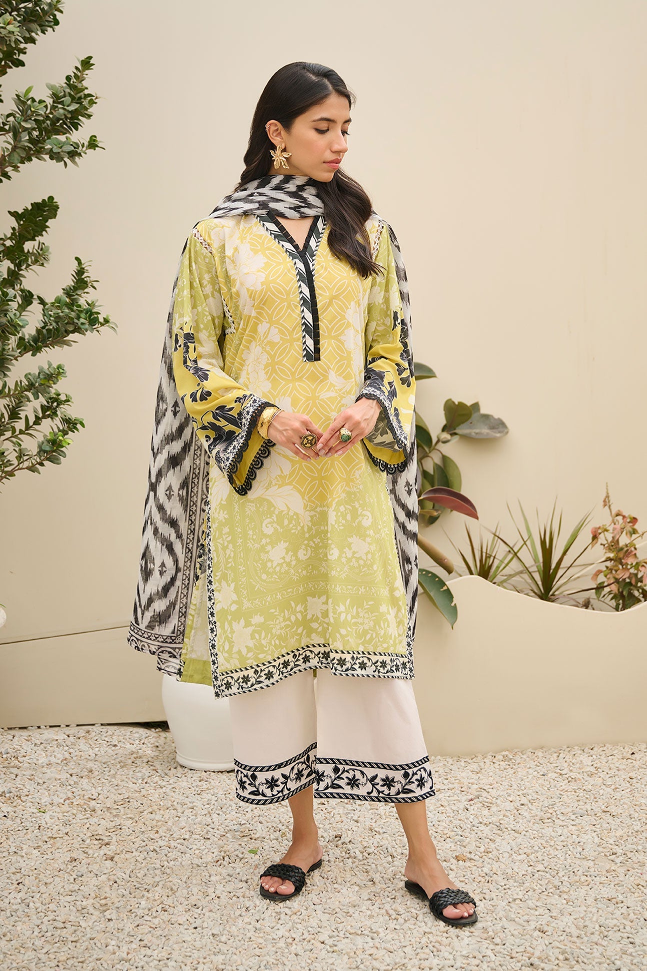 DU-3142 - LIME -  PRINTED LAWN - 3PCS