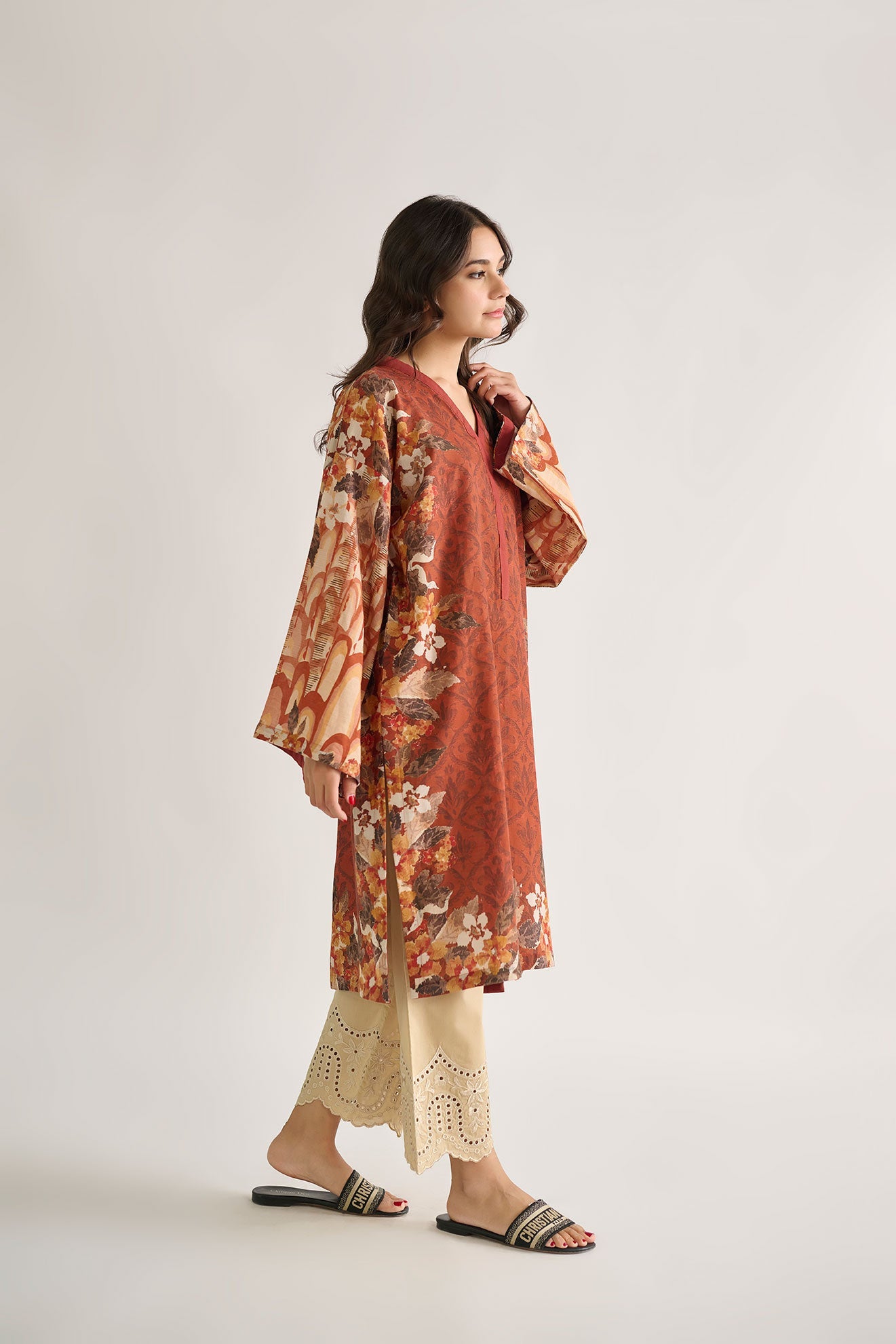 DC-0464 ORANGE DIGITAL PRINTED KURTA
