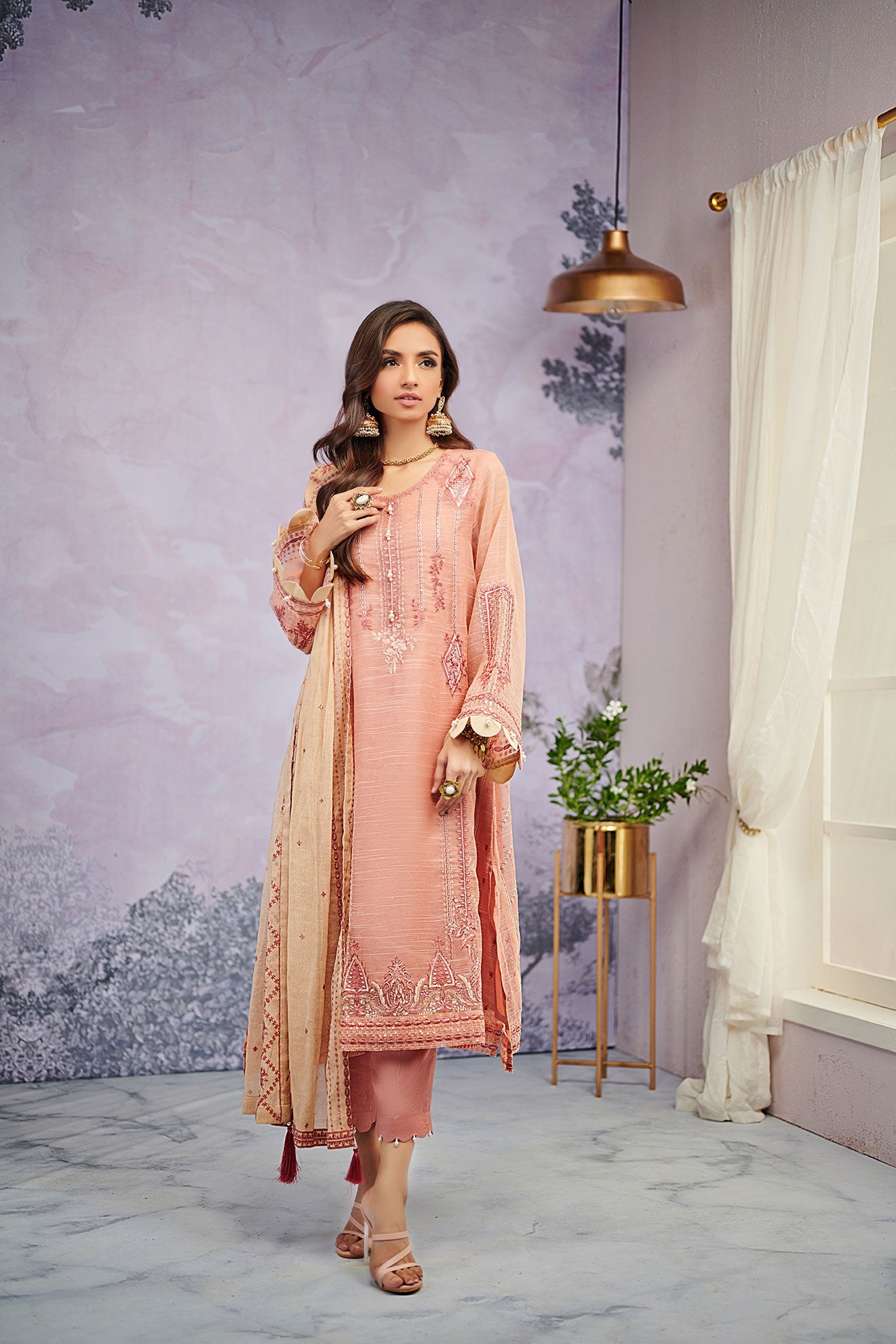 DU-3067 PEACH MESH-NET  4PCS