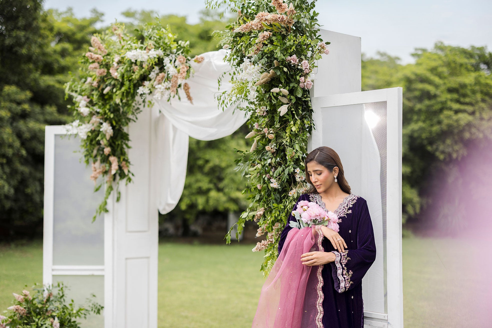 FW25DA-2830   PURPLE  2PCS  EMBROIDERED KURTA WITH TROUSER