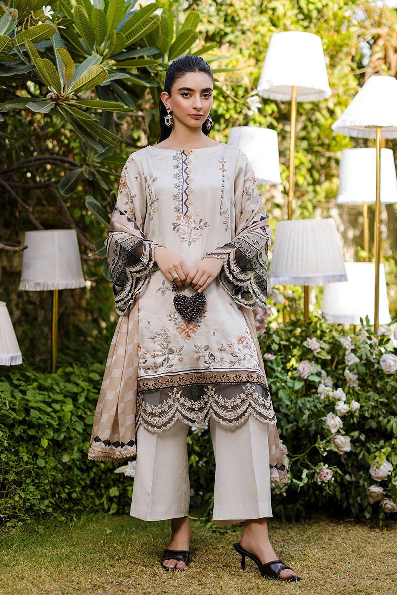 FW25DD-2874  BEIGE PRINTED DUPATTA