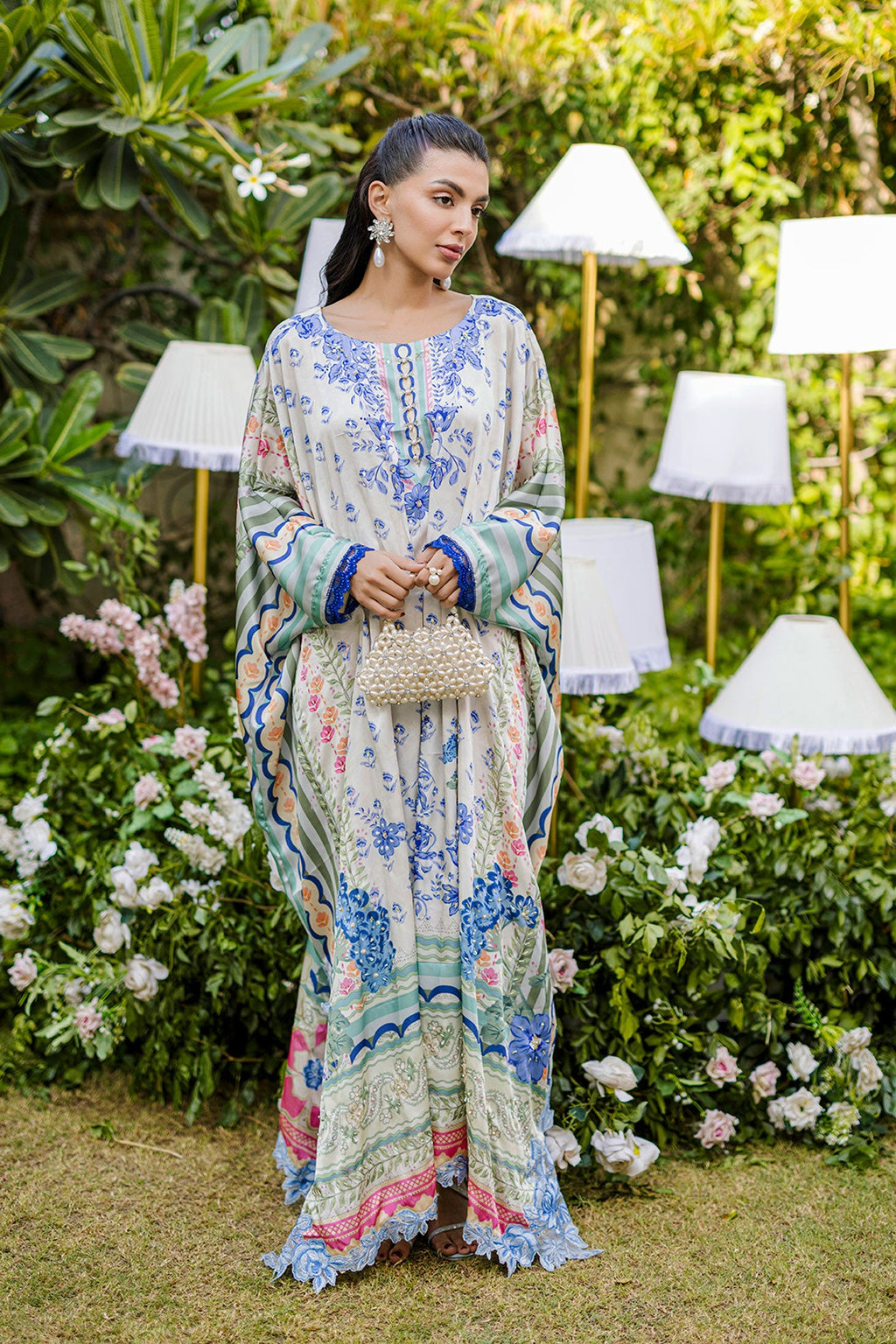 FW25DA-2869 MULTI HAND EMBELLISHED KAFTAN