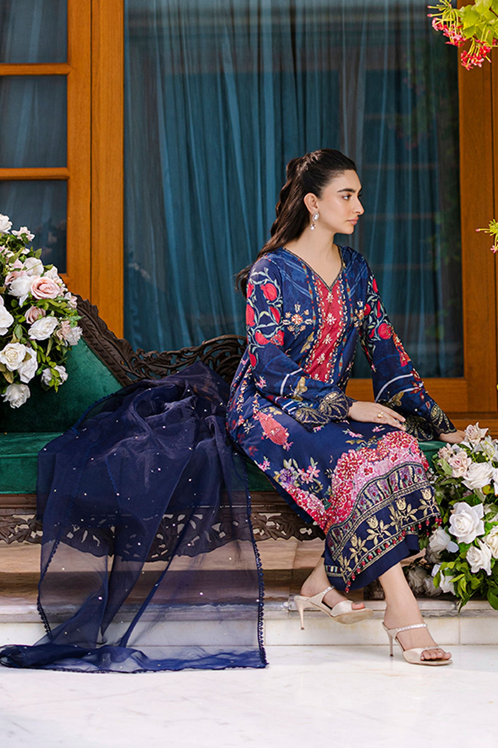 FW25DD-2875  NAVY BLUE DYED DUPATTA