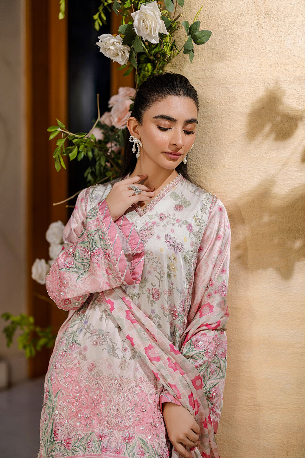 FW25DD-2873  PINK PRINTED DUPATTA