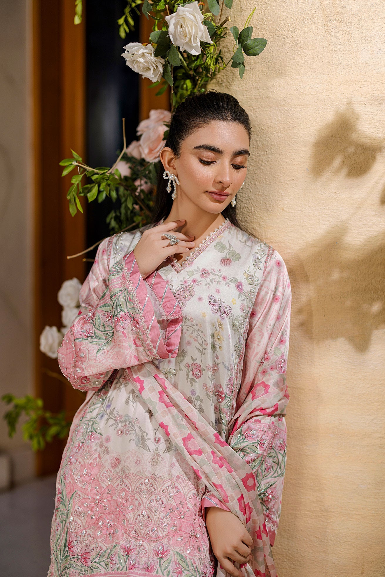 FW25DD-2873  PINK PRINTED DUPATTA