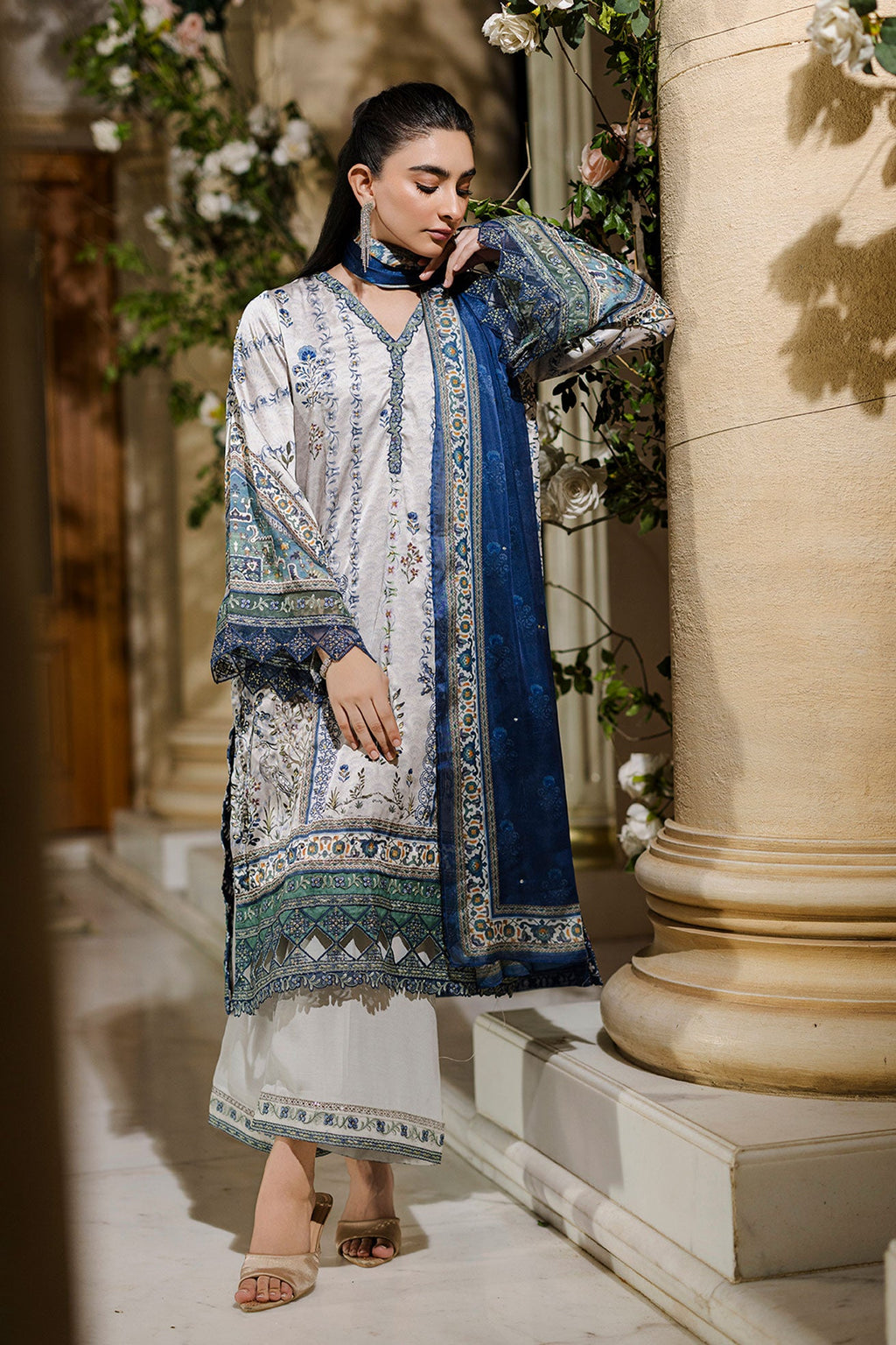FW25DD-2872  BLUE PRINTED DUPATTA