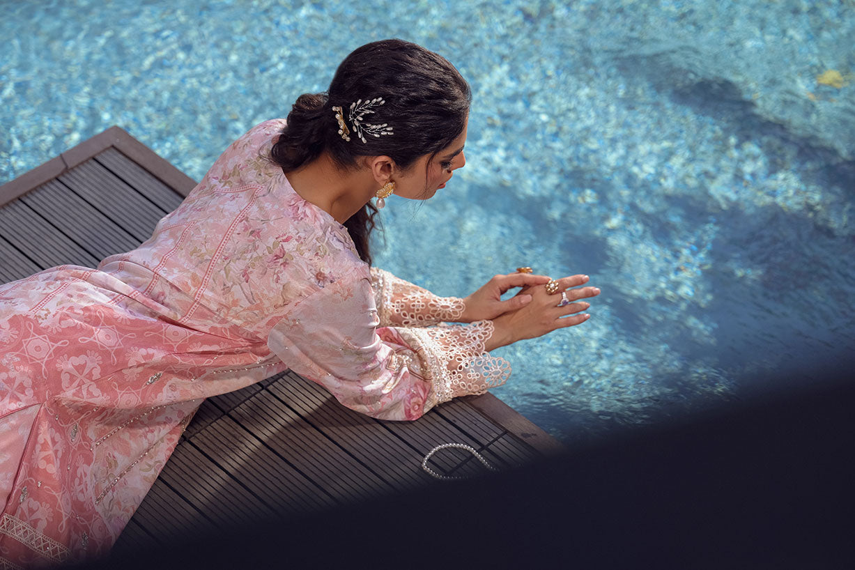 SS24DA-2515 LIGHT PINK 2PCS HAND EMBELLISHED  SHIRT WITH TROUSER