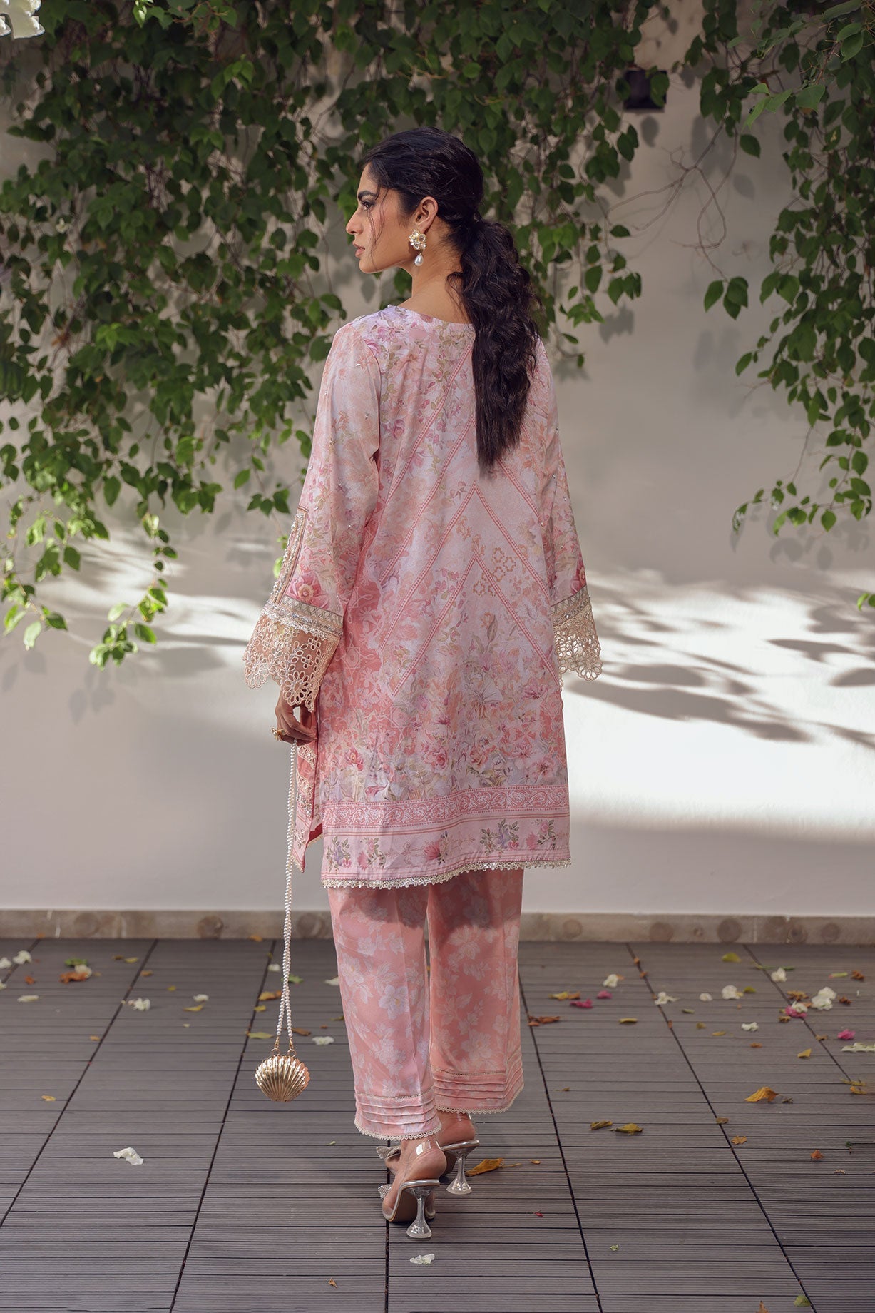 SS24DA-2515 LIGHT PINK 2PCS HAND EMBELLISHED  SHIRT WITH TROUSER