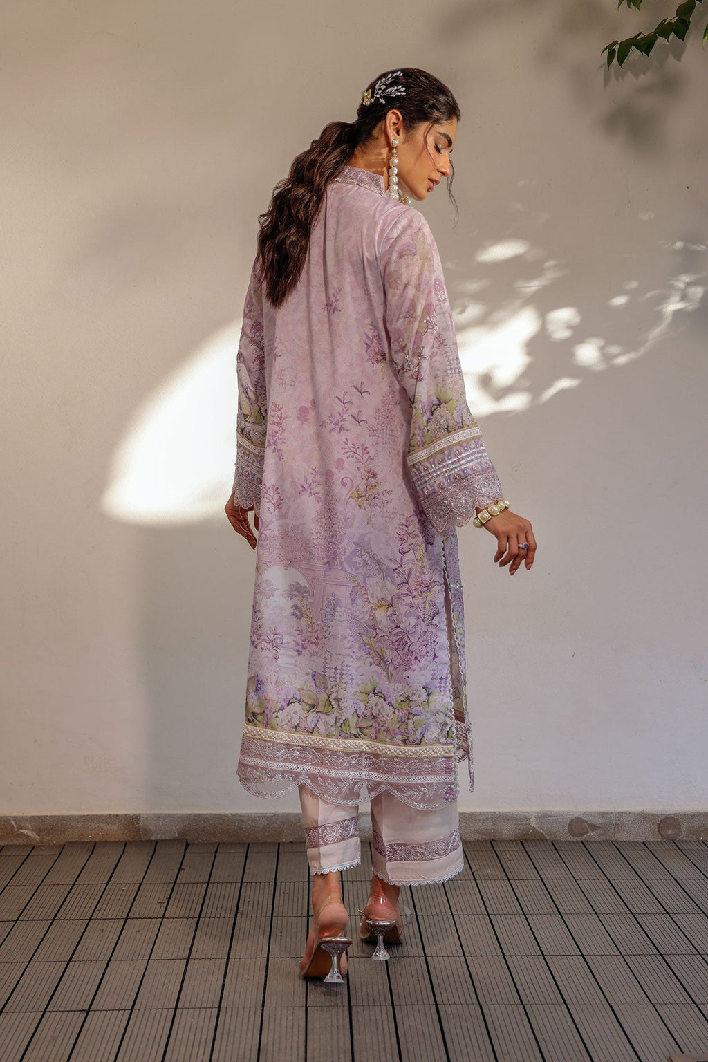 SS24DA-2512 LIGHT PURPLE 2PCS HAND EMBELLISHED  SHIRT WITH TROUSER