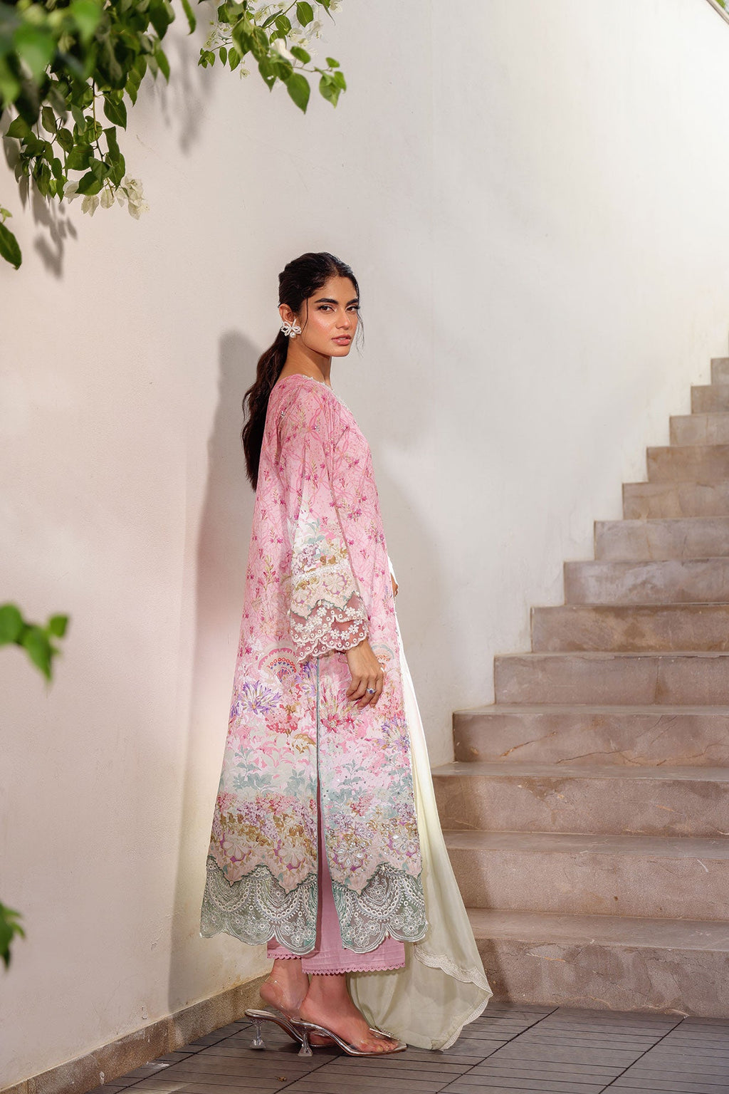 SS24DA-2516 PINK 2PCS HAND EMBELLISHED  SHIRT WITH TROUSER