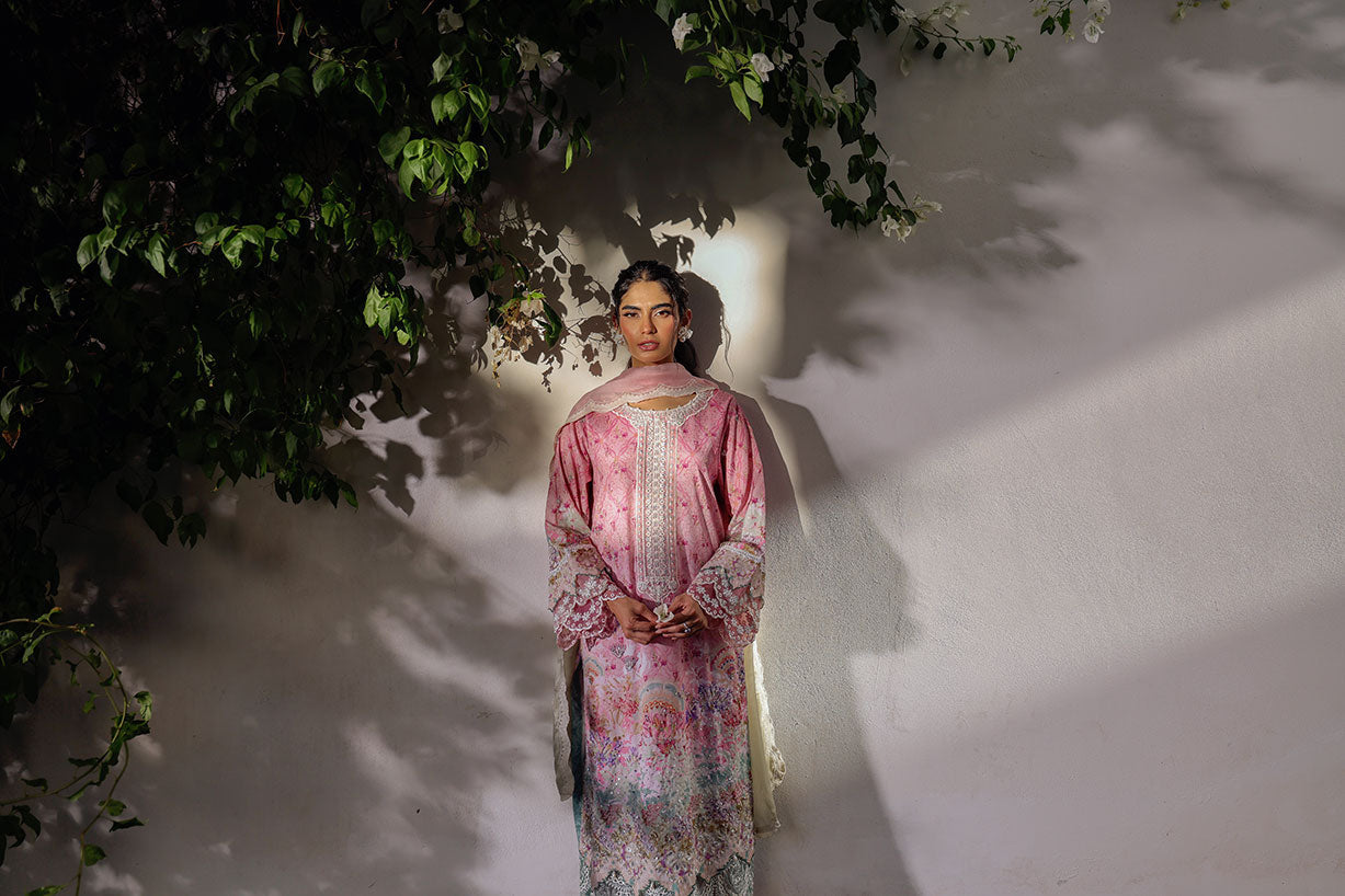 SS24DA-2516 PINK 2PCS HAND EMBELLISHED  SHIRT WITH TROUSER