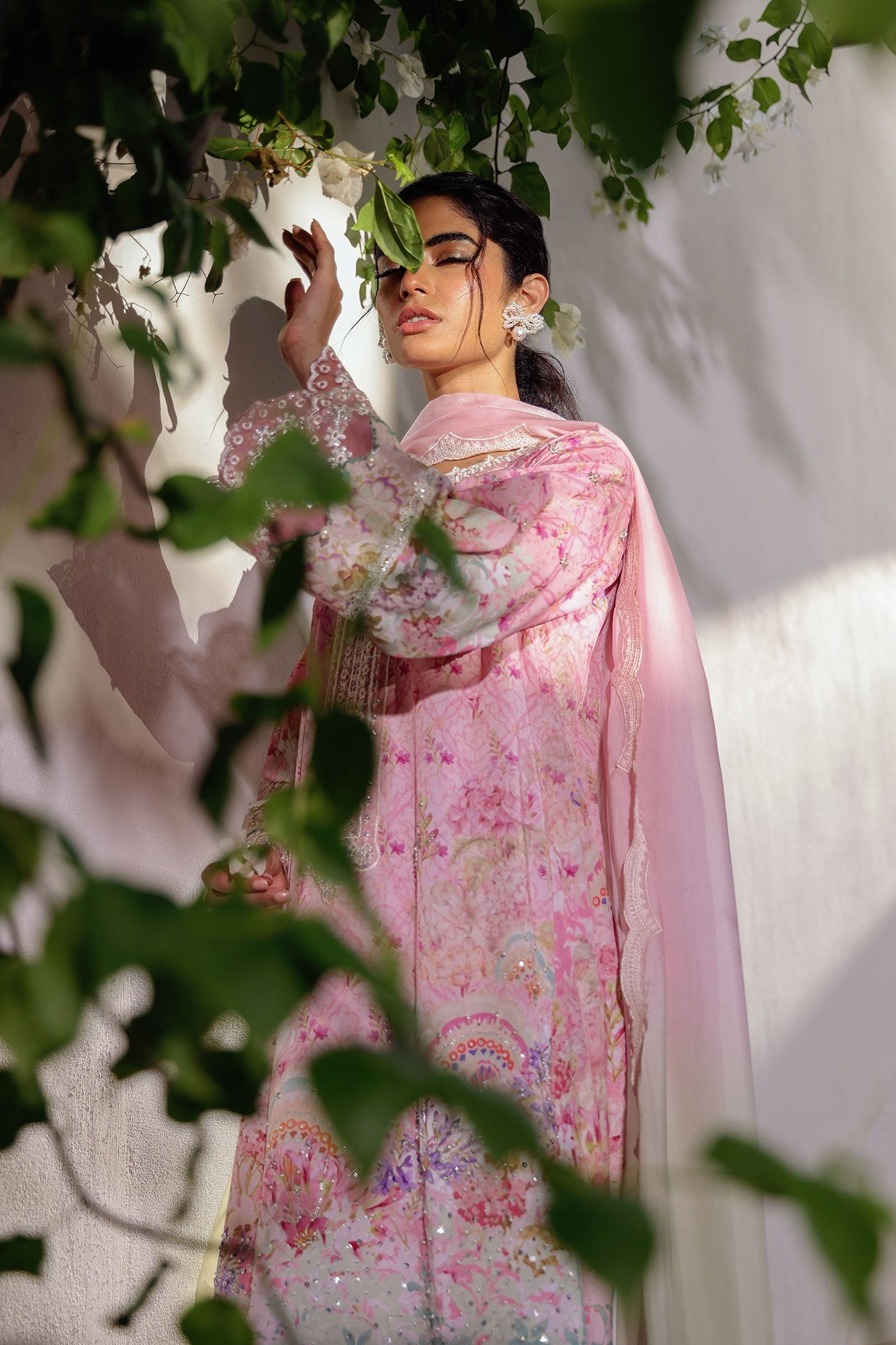 SS24DA-2516 PINK 2PCS HAND EMBELLISHED  SHIRT WITH TROUSER