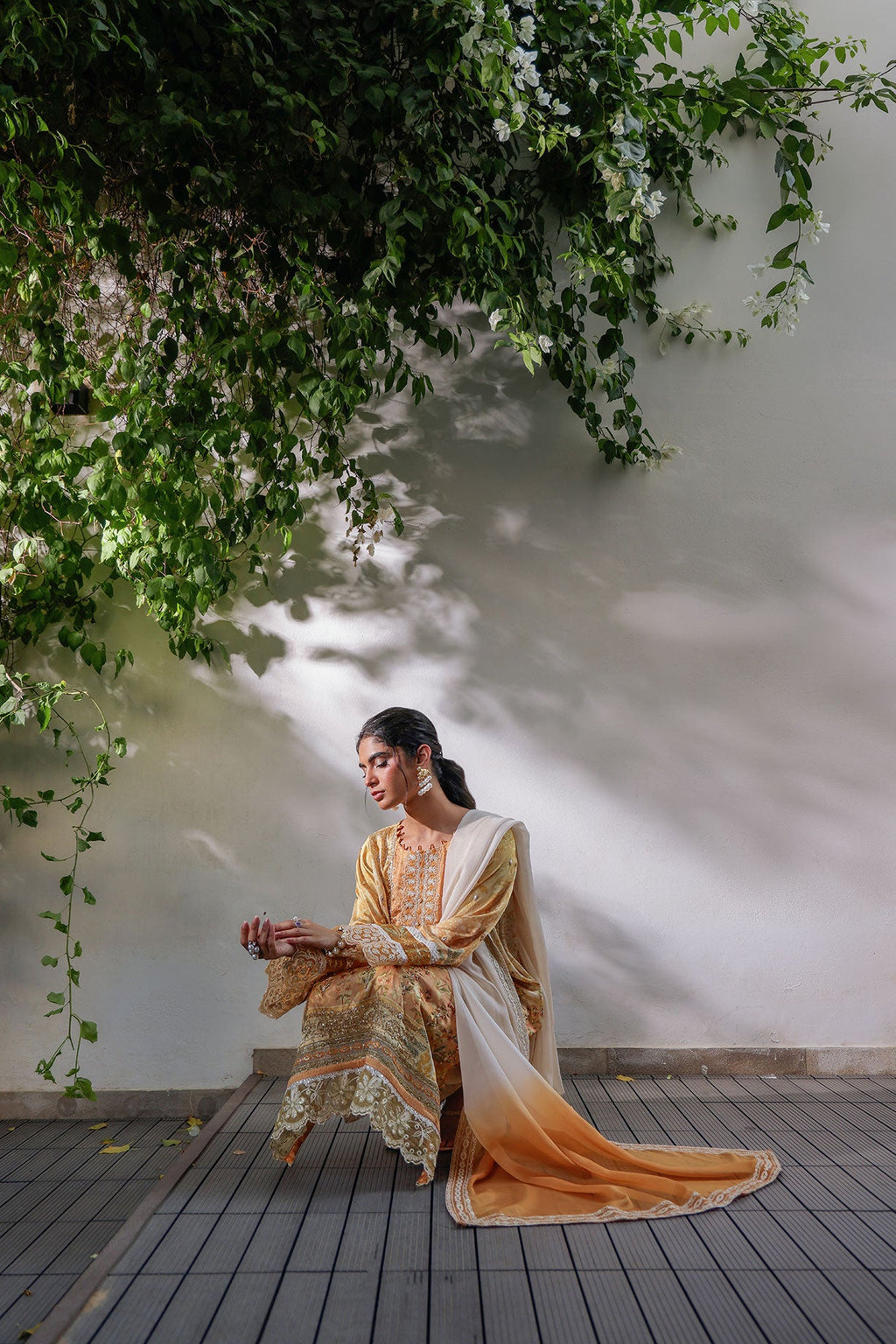 SS24DD-2519 MUSTARD TIE DYE DUPATTA