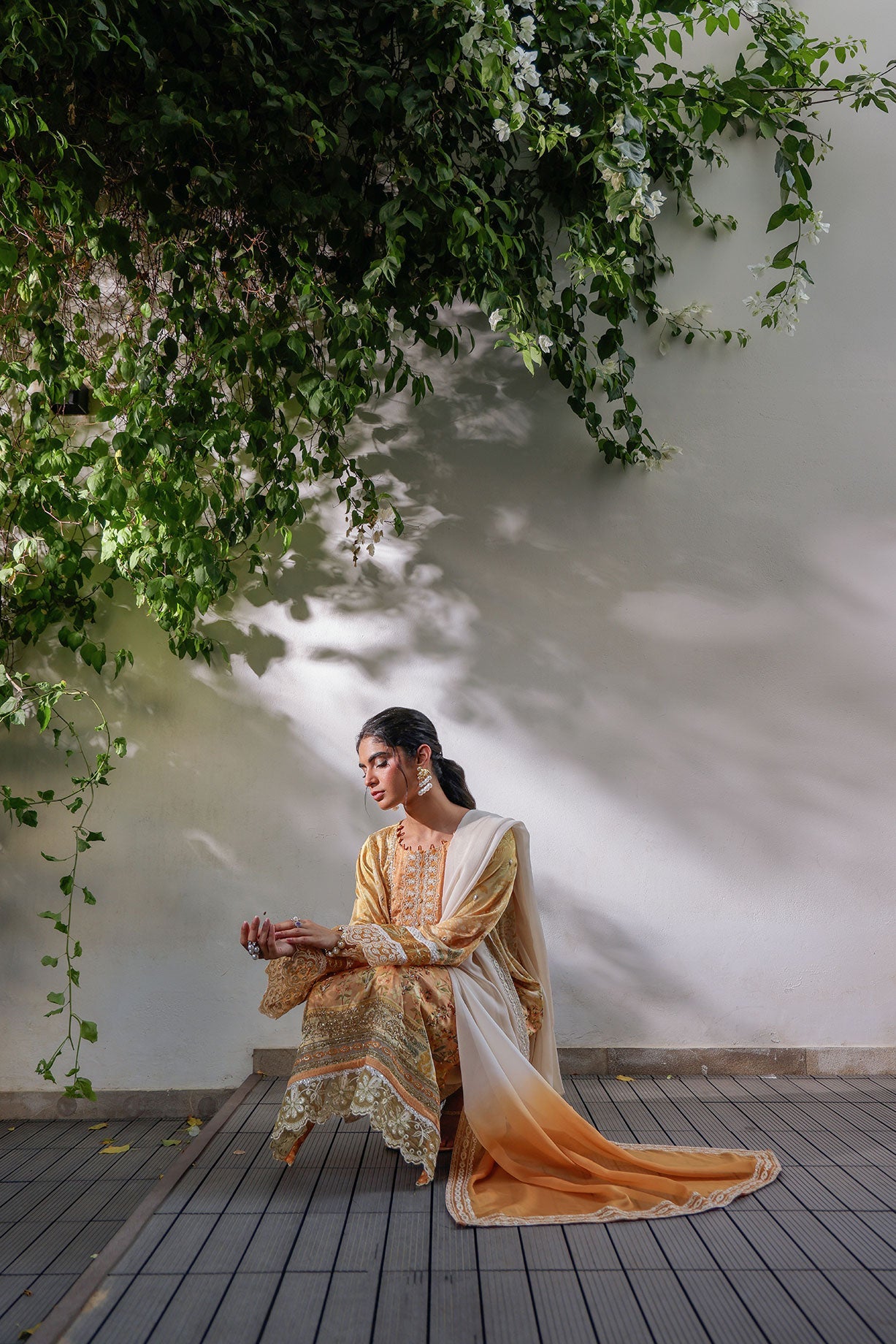SS24DD-2519 MUSTARD TIE DYE DUPATTA
