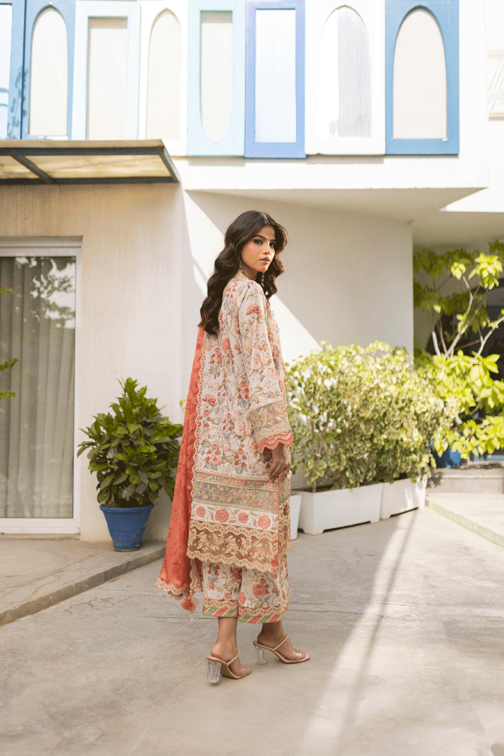 Silk Tunic - 2PCS HAND EMBELLISHED  SHIRT WITH TROUSER-SS24DA-2662 BEIGE