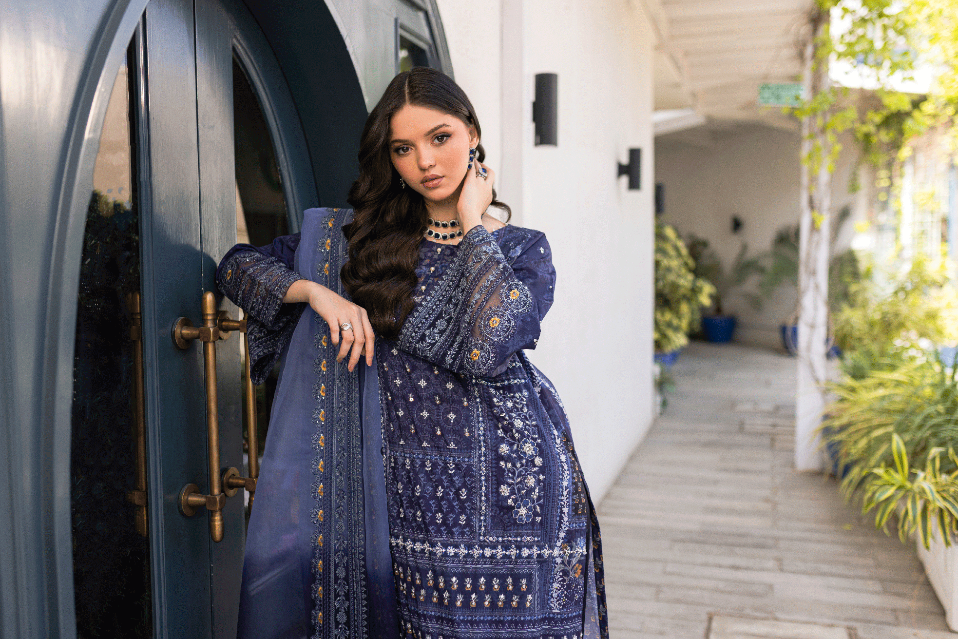 SS24DD-2668  NAVY BLUE DUPATTA