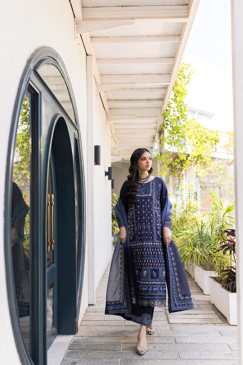 SS24DD-2668  NAVY BLUE DUPATTA