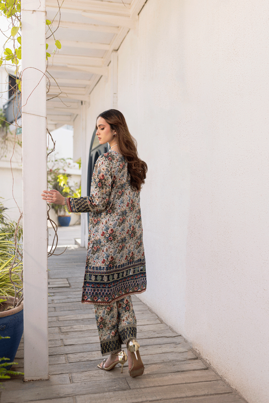 Silk Tunic - 2PCS HAND EMBELLISHED  SHIRT WITH TROUSER-SS24DA-2663 MULTI