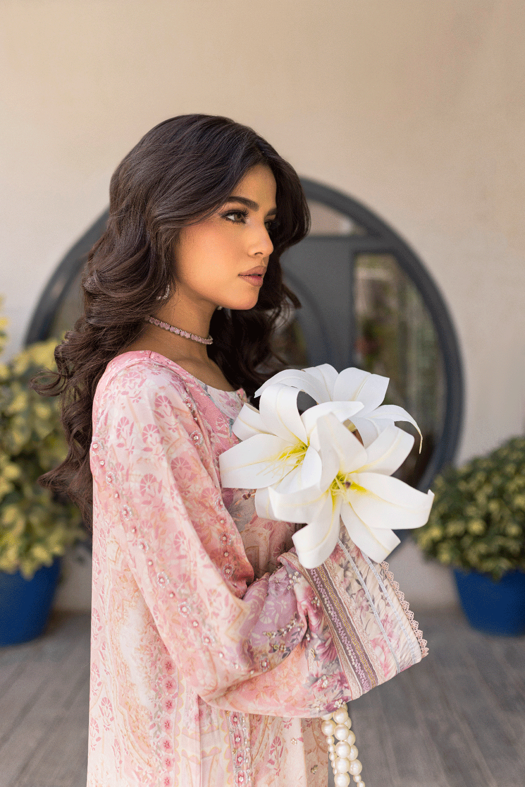 Silk Tunic - 2PCS HAND EMBELLISHED  SHIRT WITH TROUSER-SS24DA-2667 LIGHT PINK