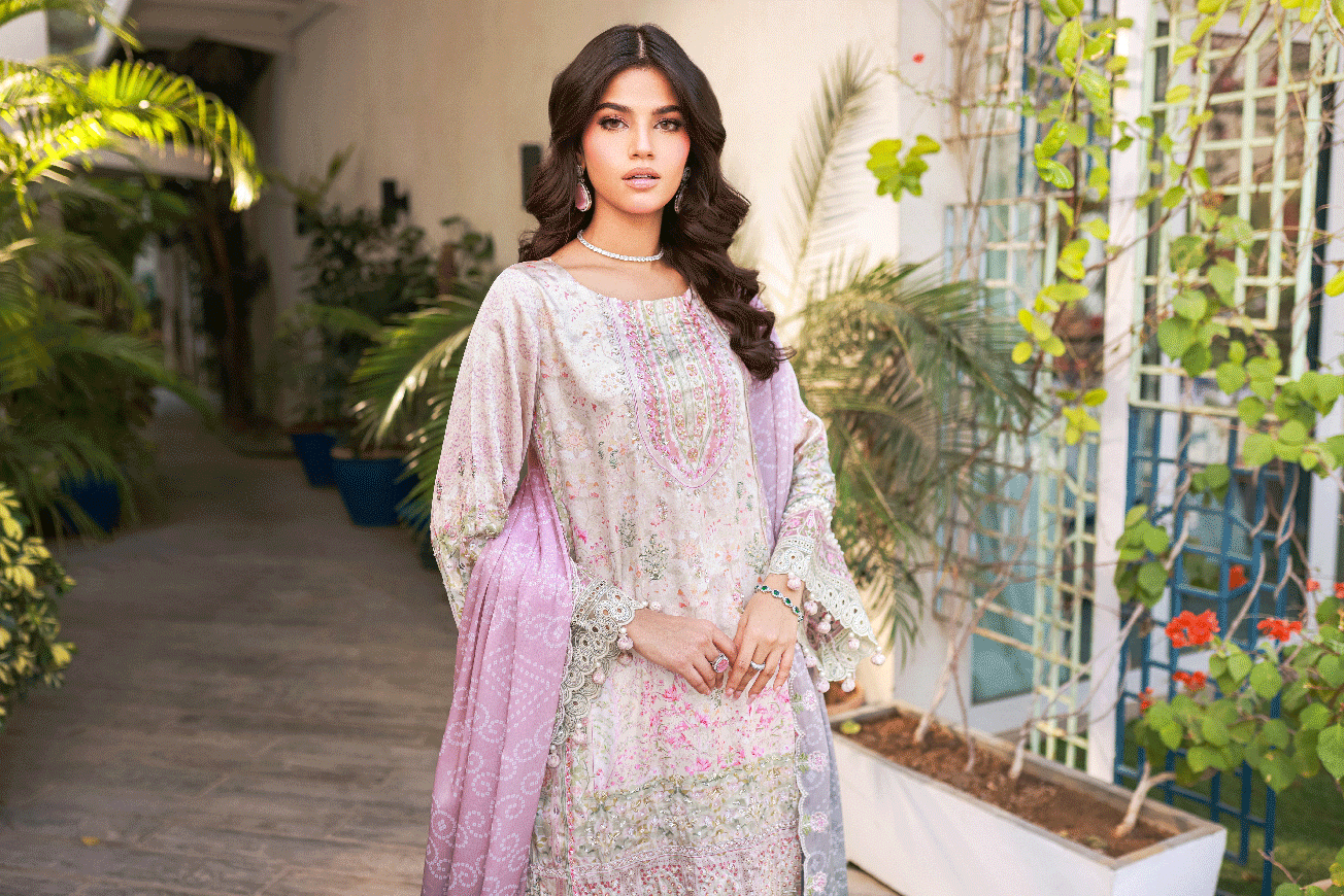 Silk Tunic - 2PCS HAND EMBELLISHED  SHIRT WITH TROUSER-SS24DA-2666 LIGHT GREEN