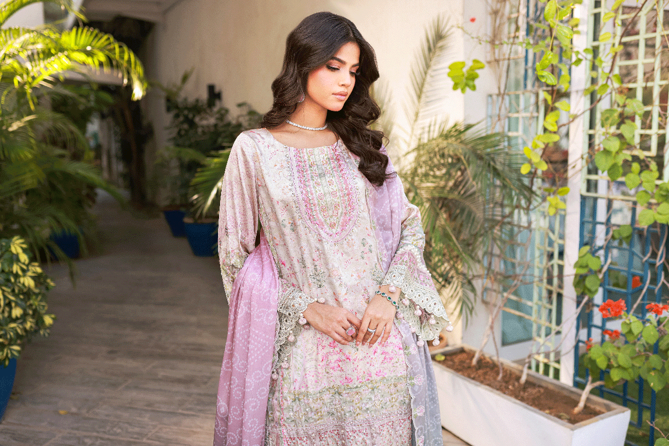 Silk Tunic - 2PCS HAND EMBELLISHED  SHIRT WITH TROUSER-SS24DA-2666 LIGHT GREEN